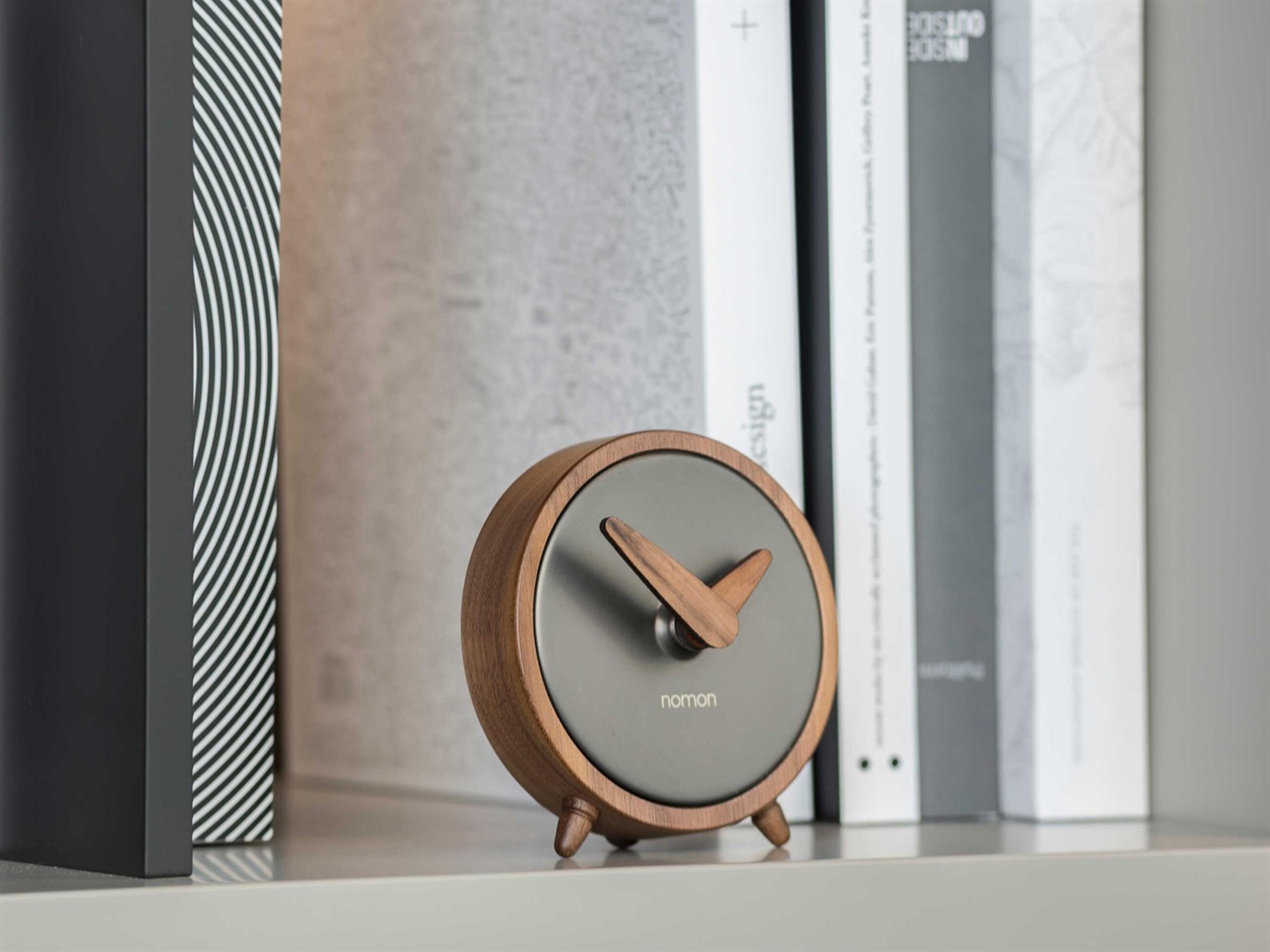 Nomon Atomo Graphite Walnut Clock