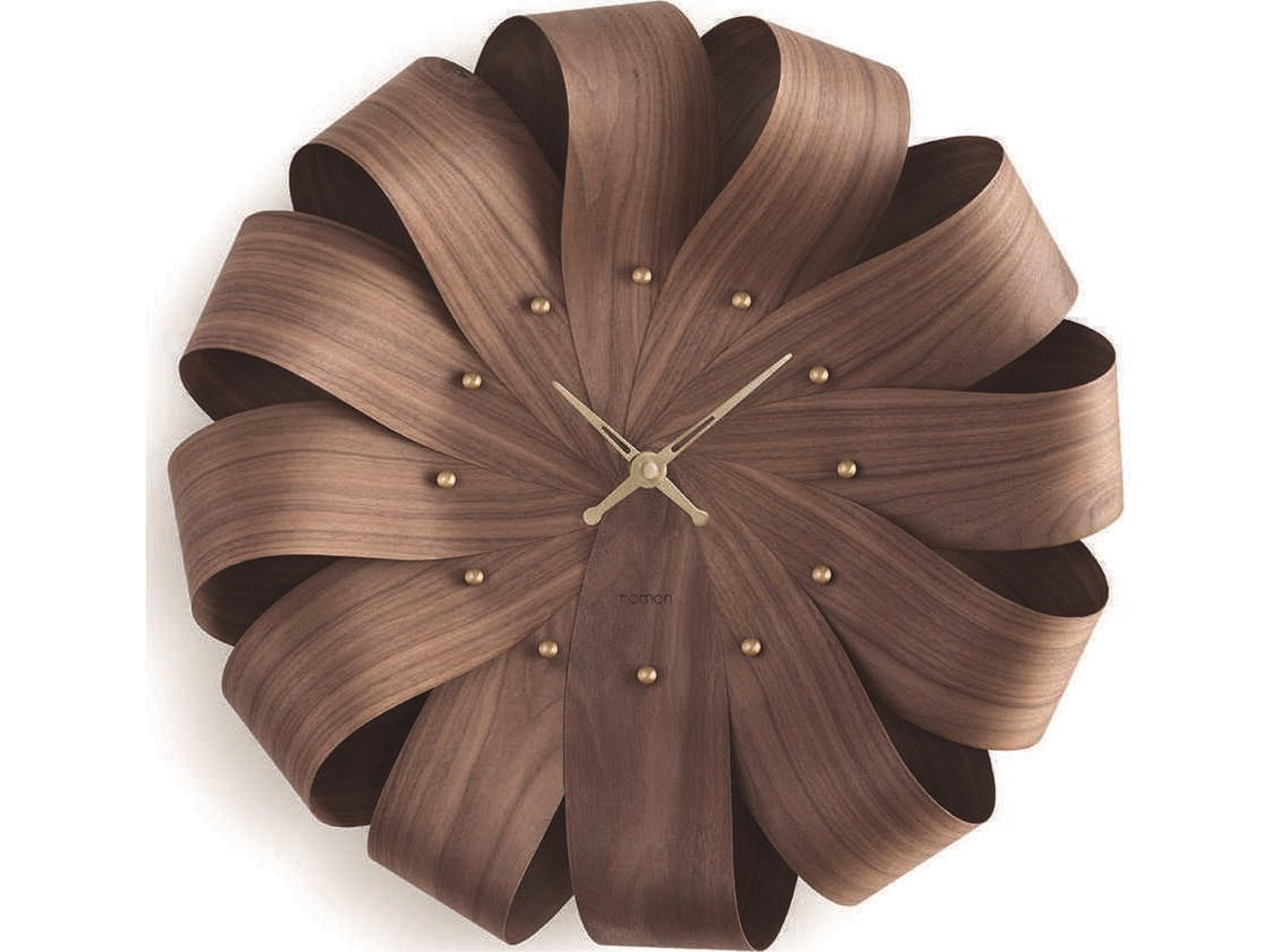Brisa Walnut  Polished Brass Wall Clock