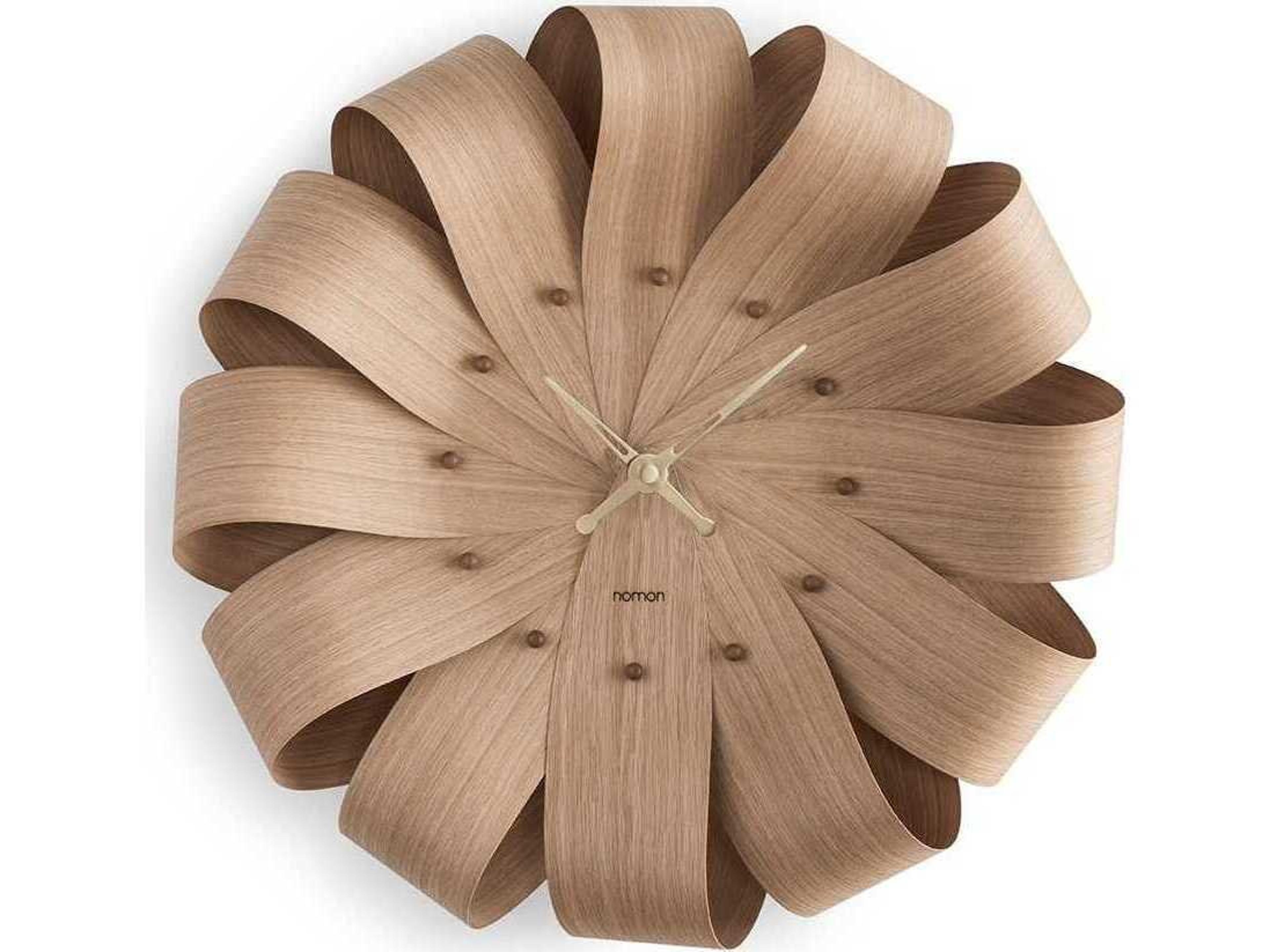 Brisa Oak  Polished Brass Wall Clock