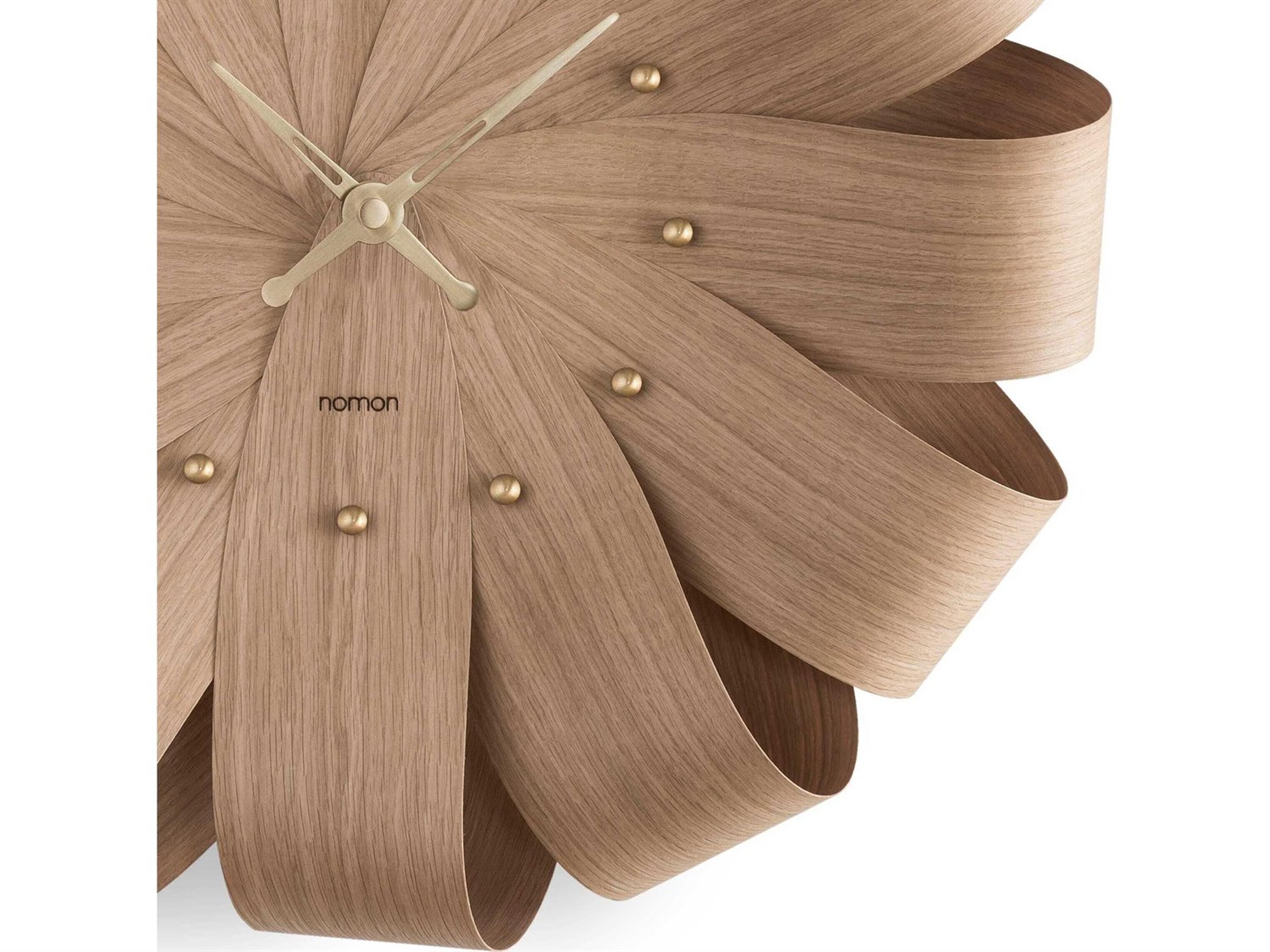 Nomon Brisa Oak  Polished Brass Wall Clock