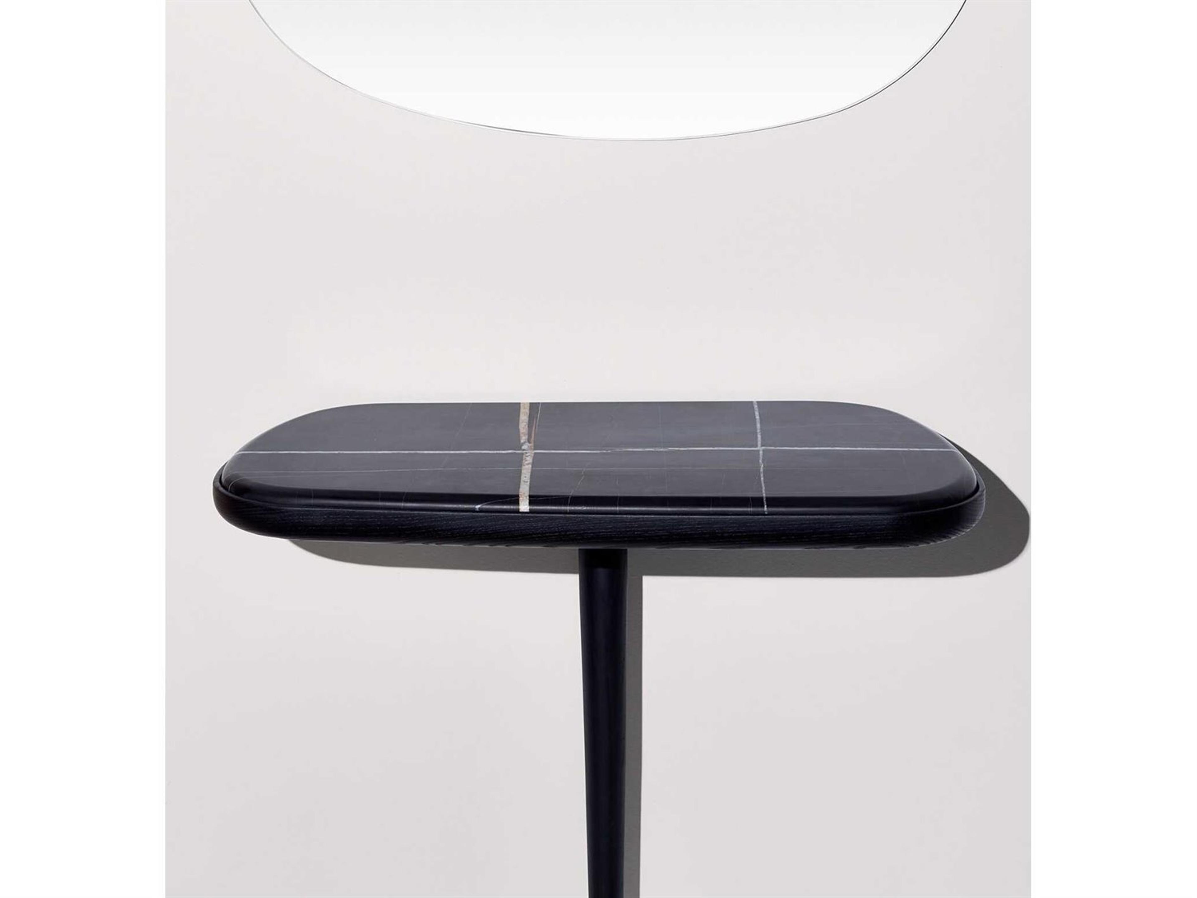 Oval Black Stained Ash Sahara Noir Marble Console Table