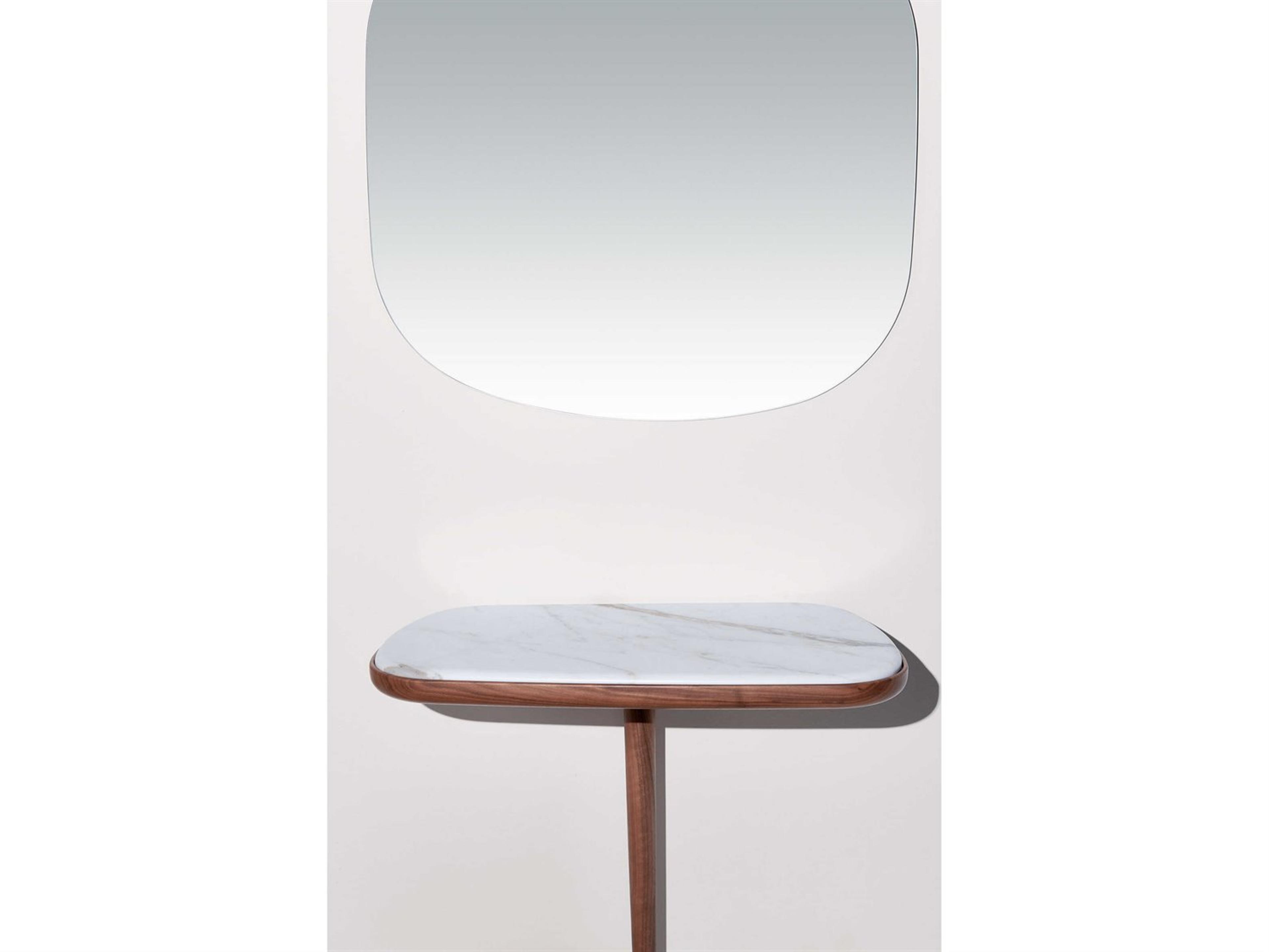 Oval Walnut Emperador Marble Console Table