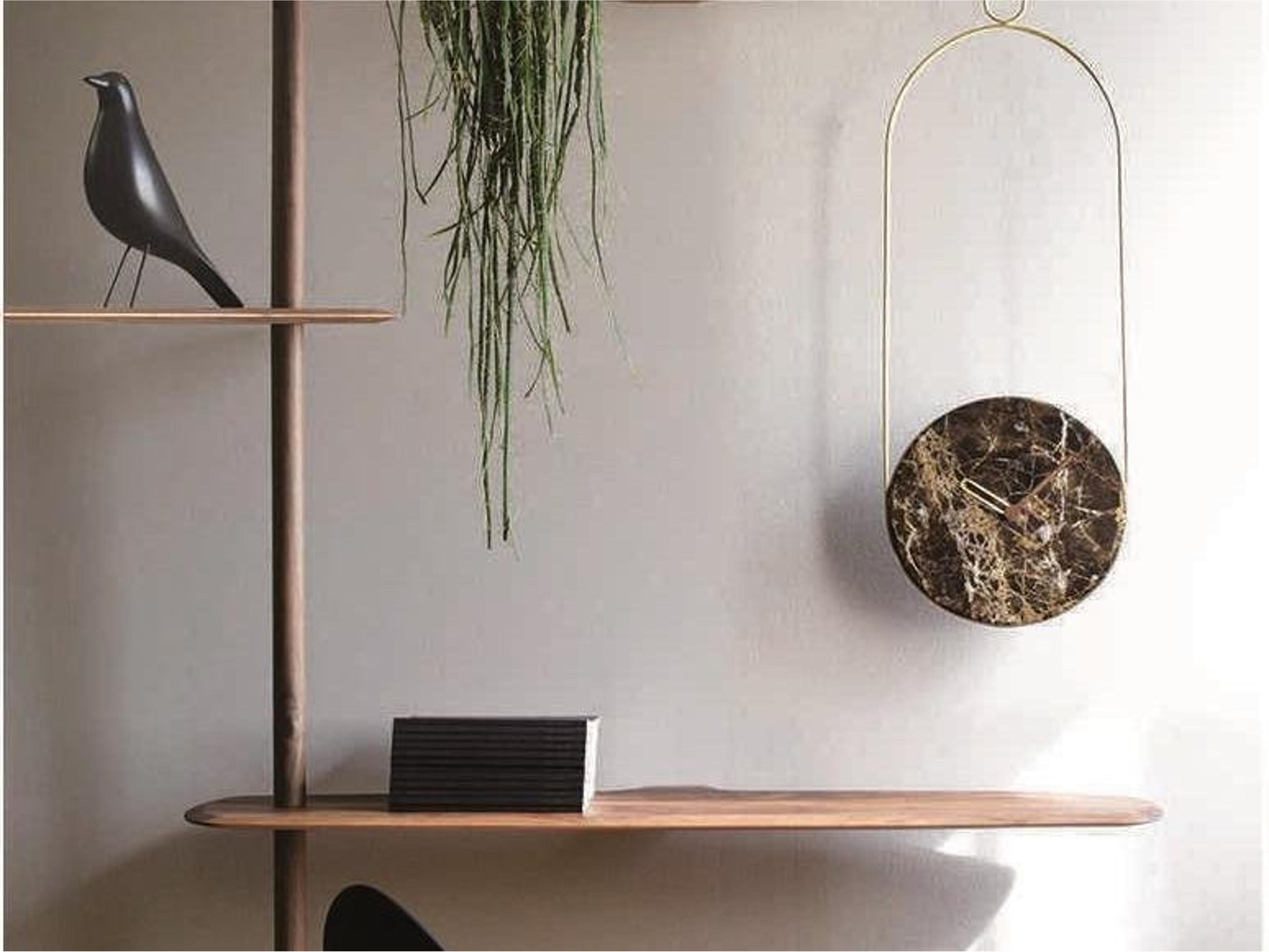 Nomon Colgante Brass Emperador Marble Wall Clock