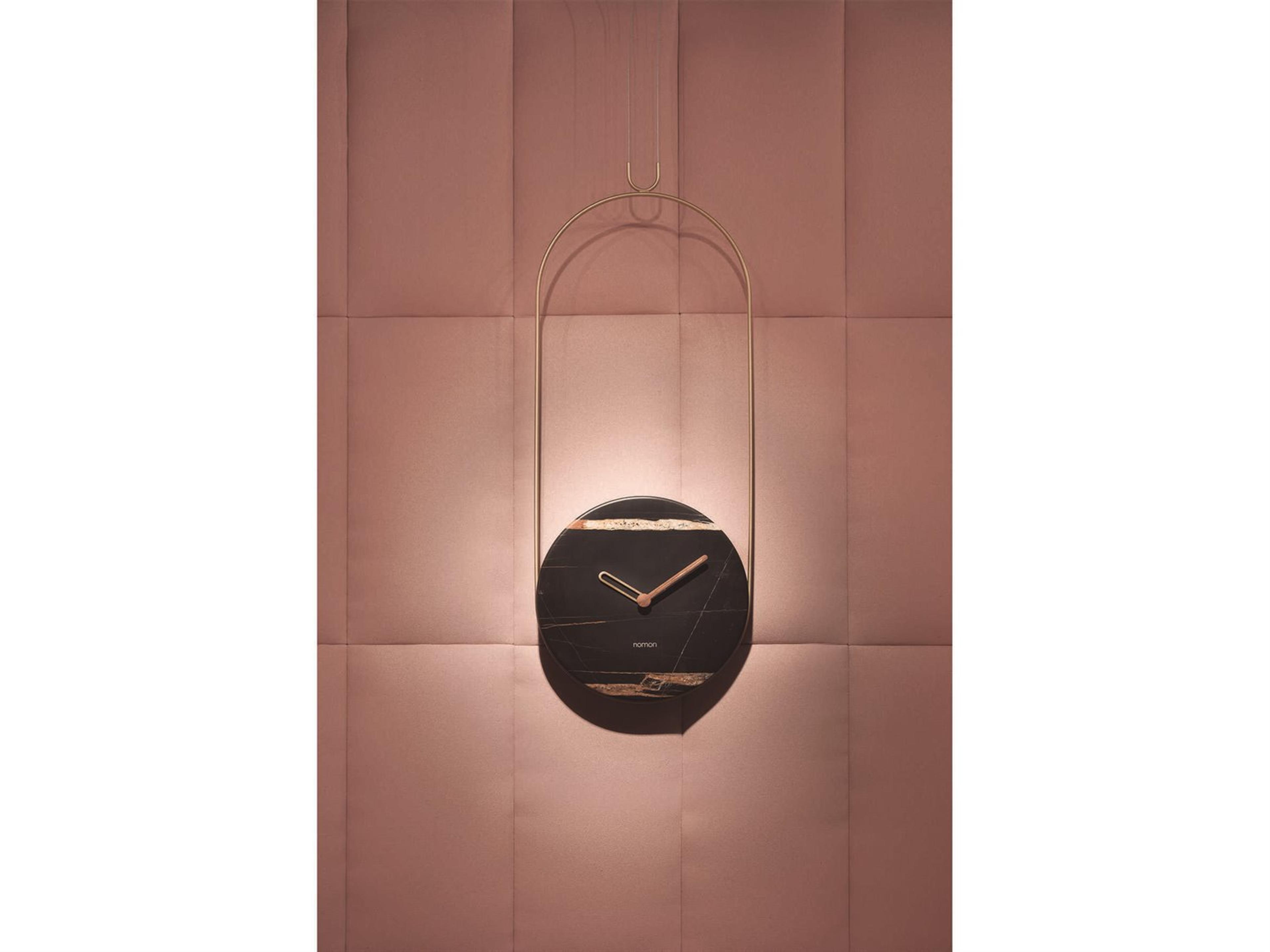 Nomon Colgante Brass Sahara Noir Marble Wall Clock
