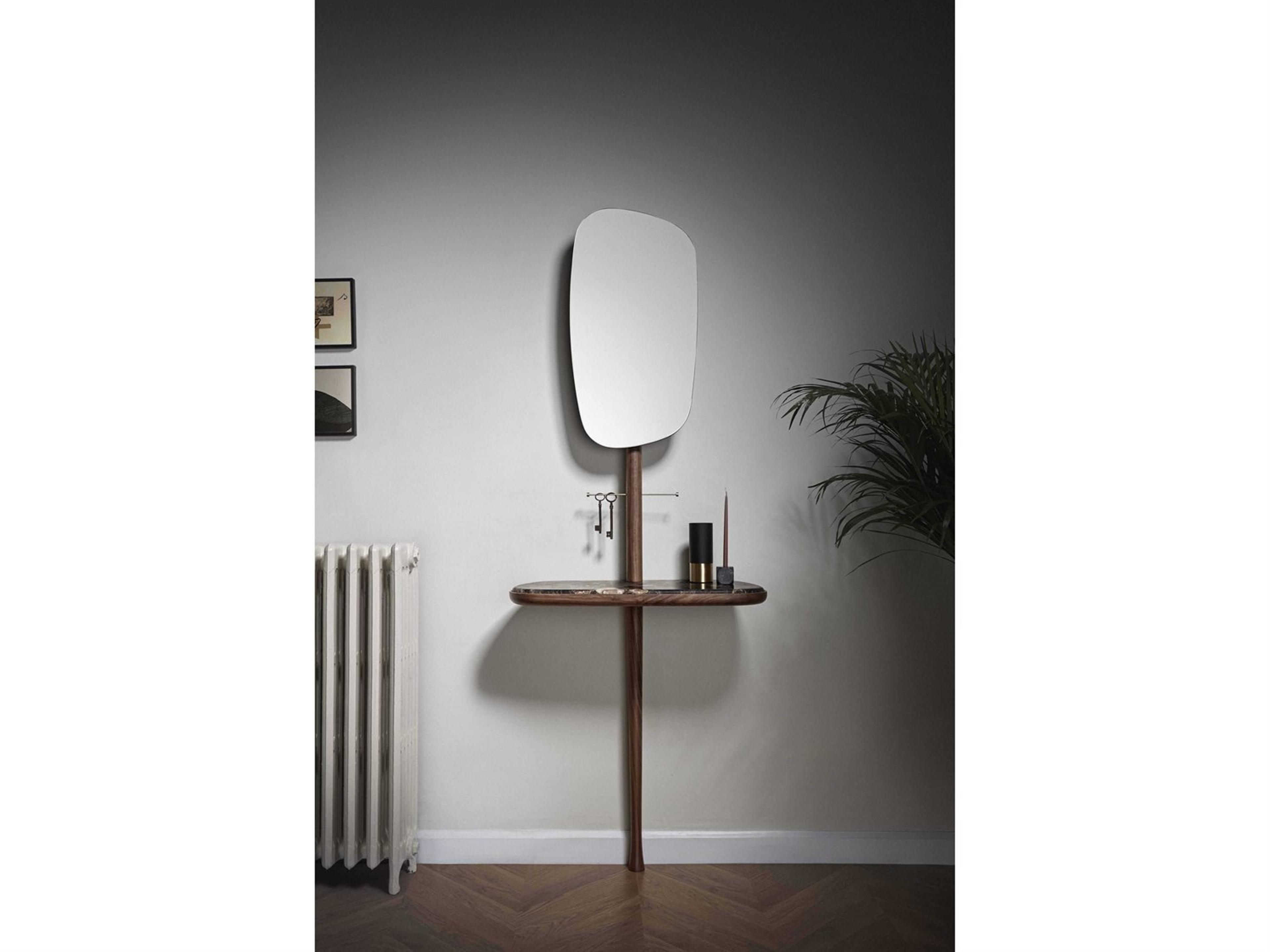 Recibidor Oval Hallway Walnut Emperador Marble Console Table