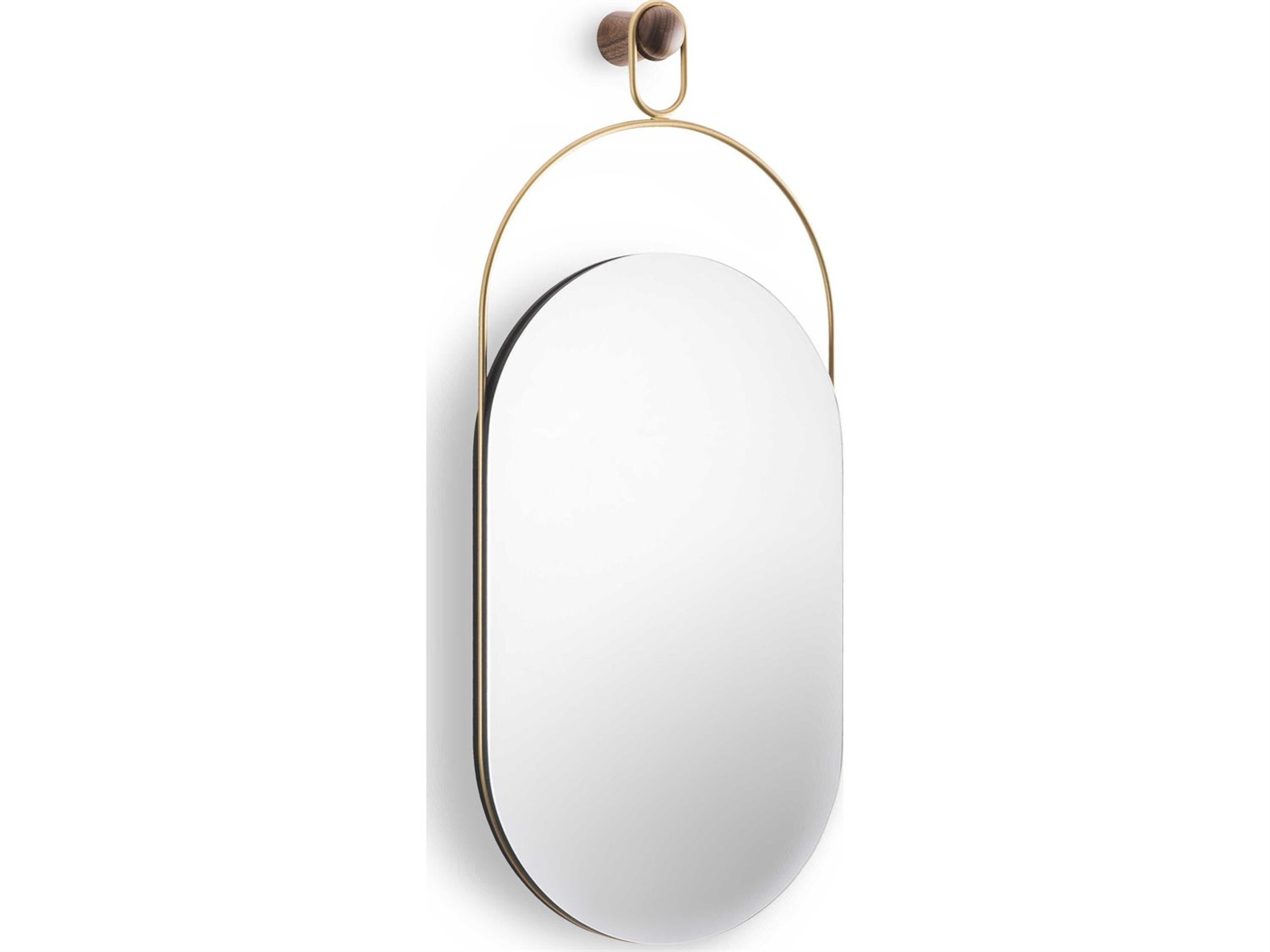 Nomon Espejo Walnut Gold Oval Wall Mirror