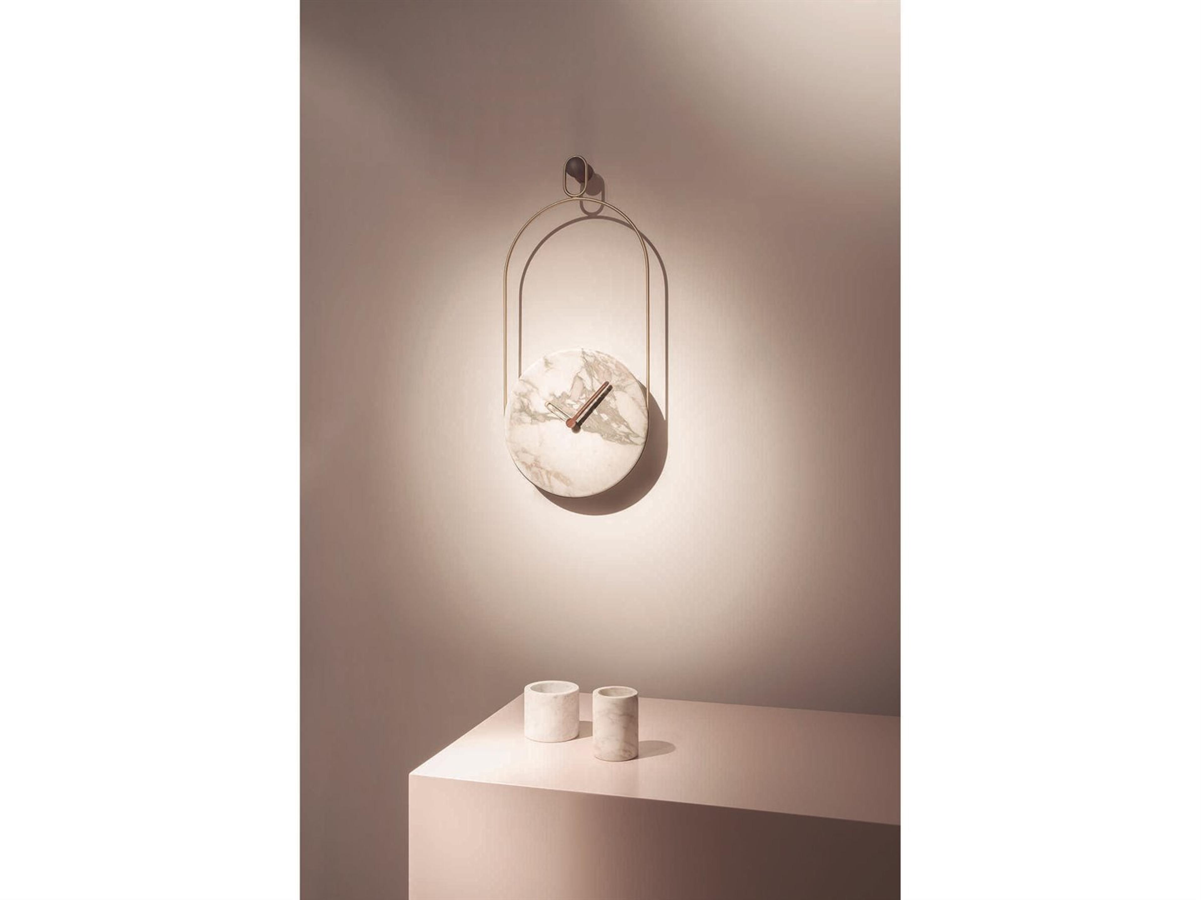 Nomon Eslabon Brass Calacatta Gold Marble Wall Clock