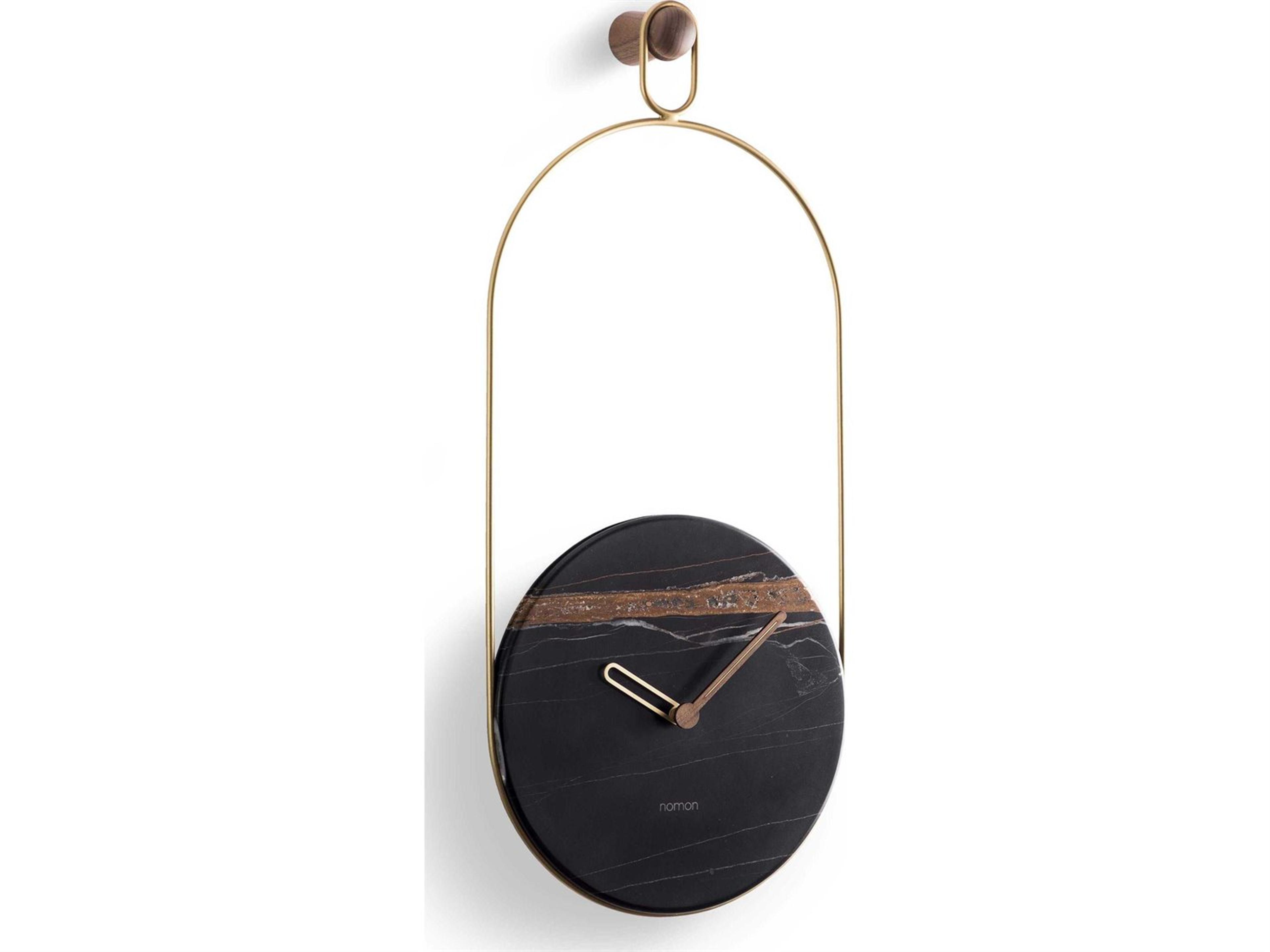Eslabon Brass Sahara Noir Marble Wall Clock