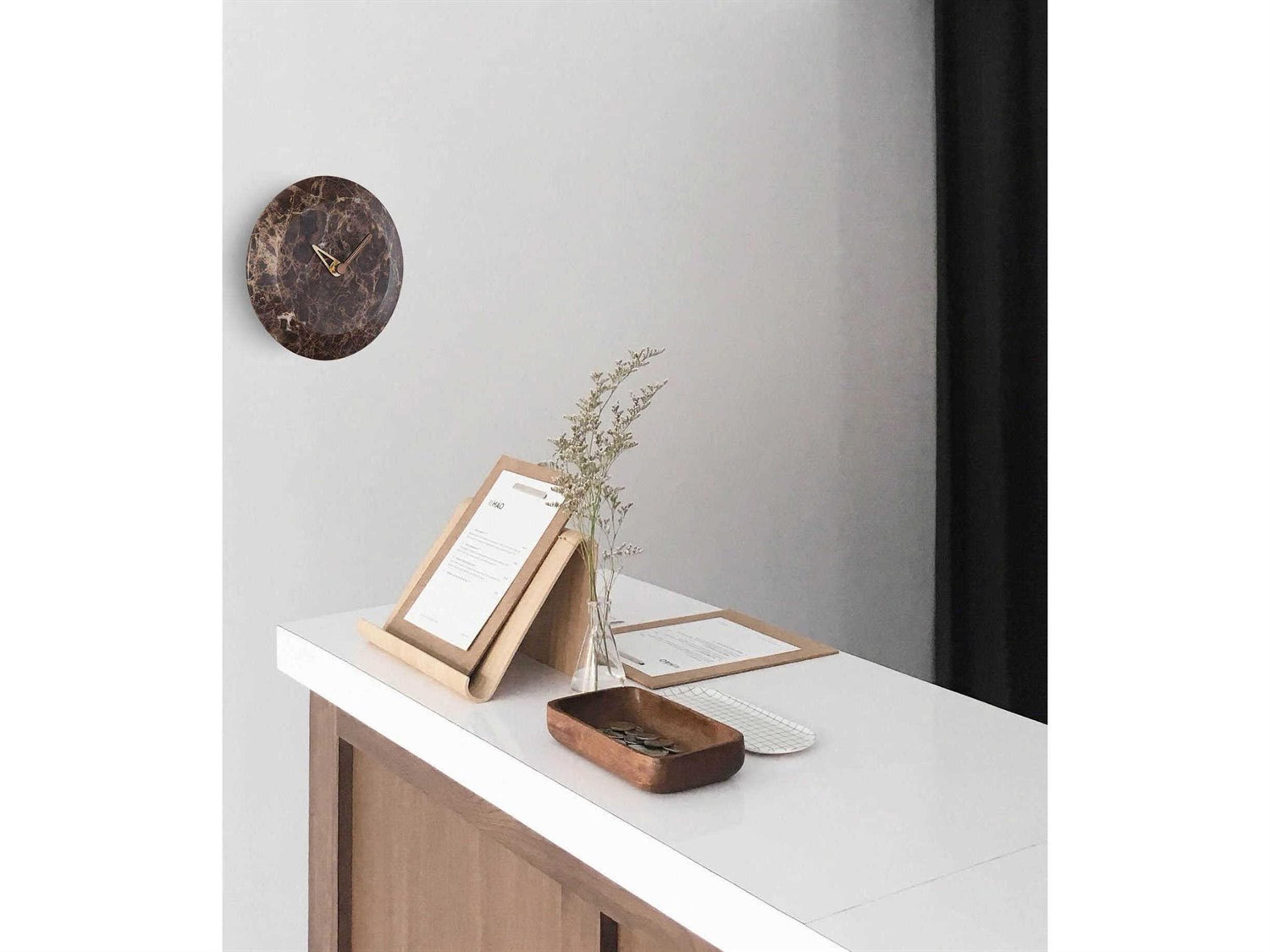 Nomon Bari Walnut Emperador Marble Wall Clock