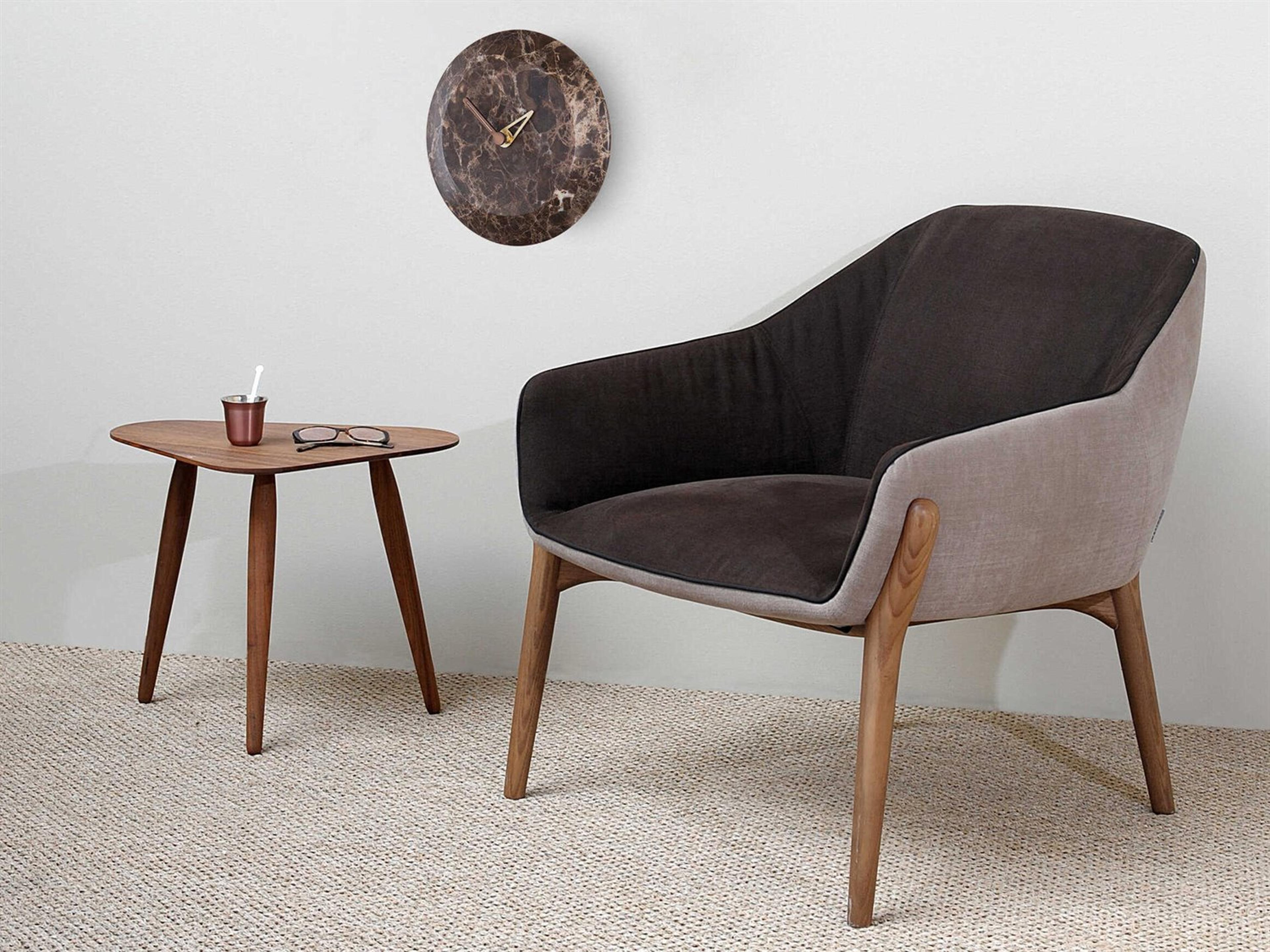 Nomon Bari Walnut Emperador Marble Wall Clock