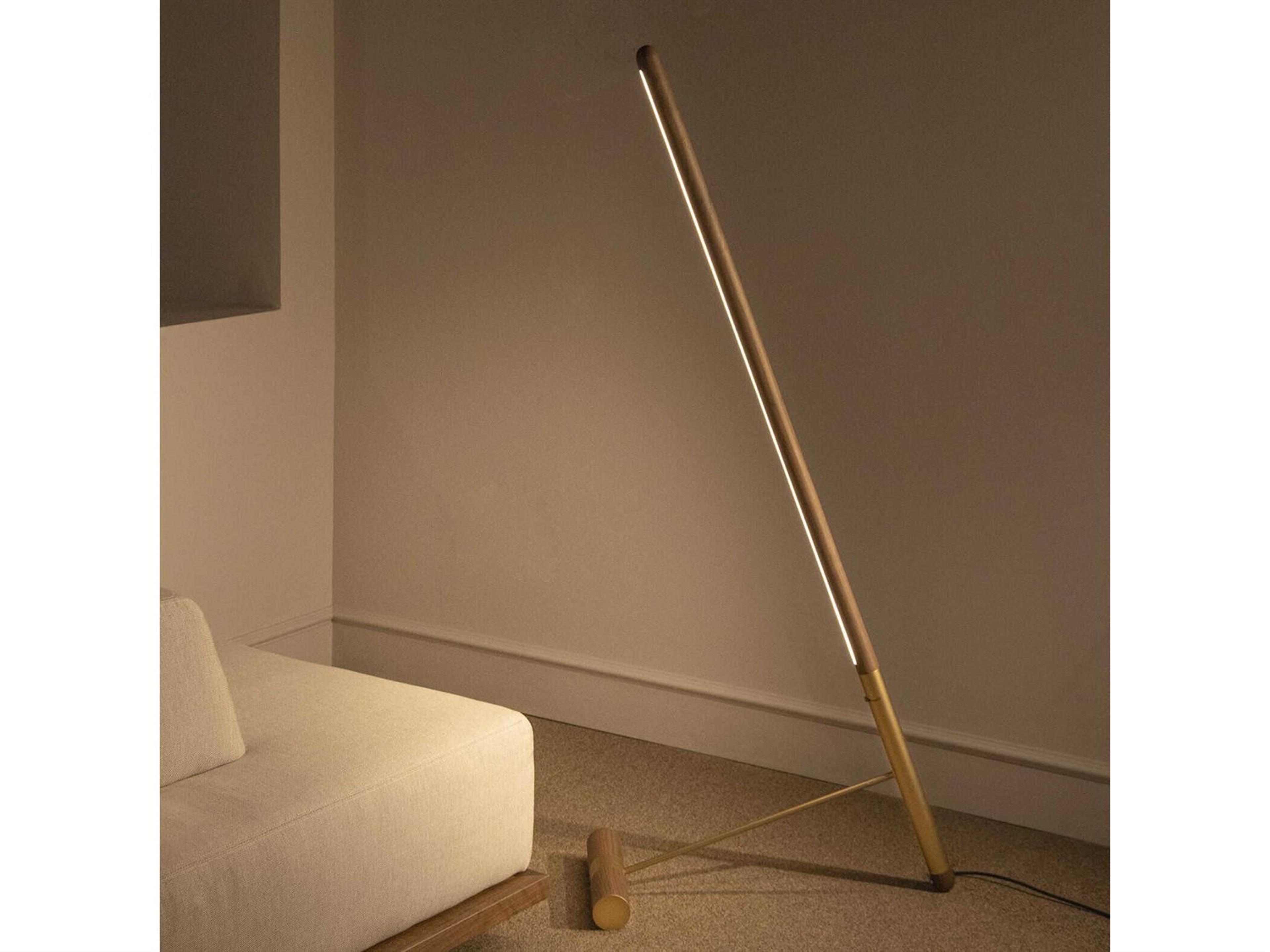 Nomon Linea Walnut Brass Brown Floor Lamp