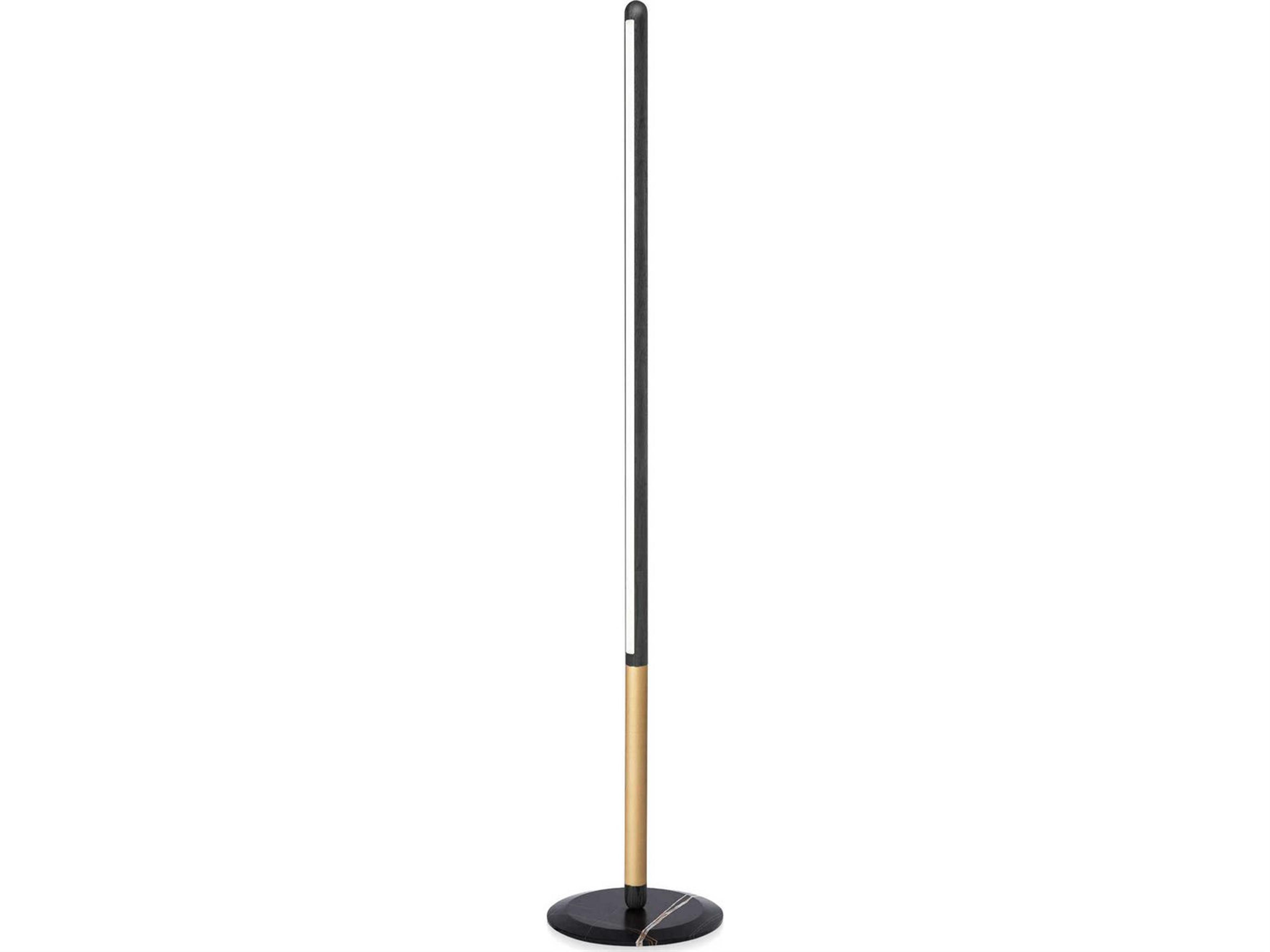 Linea Black Wood Brass Floor Lamp