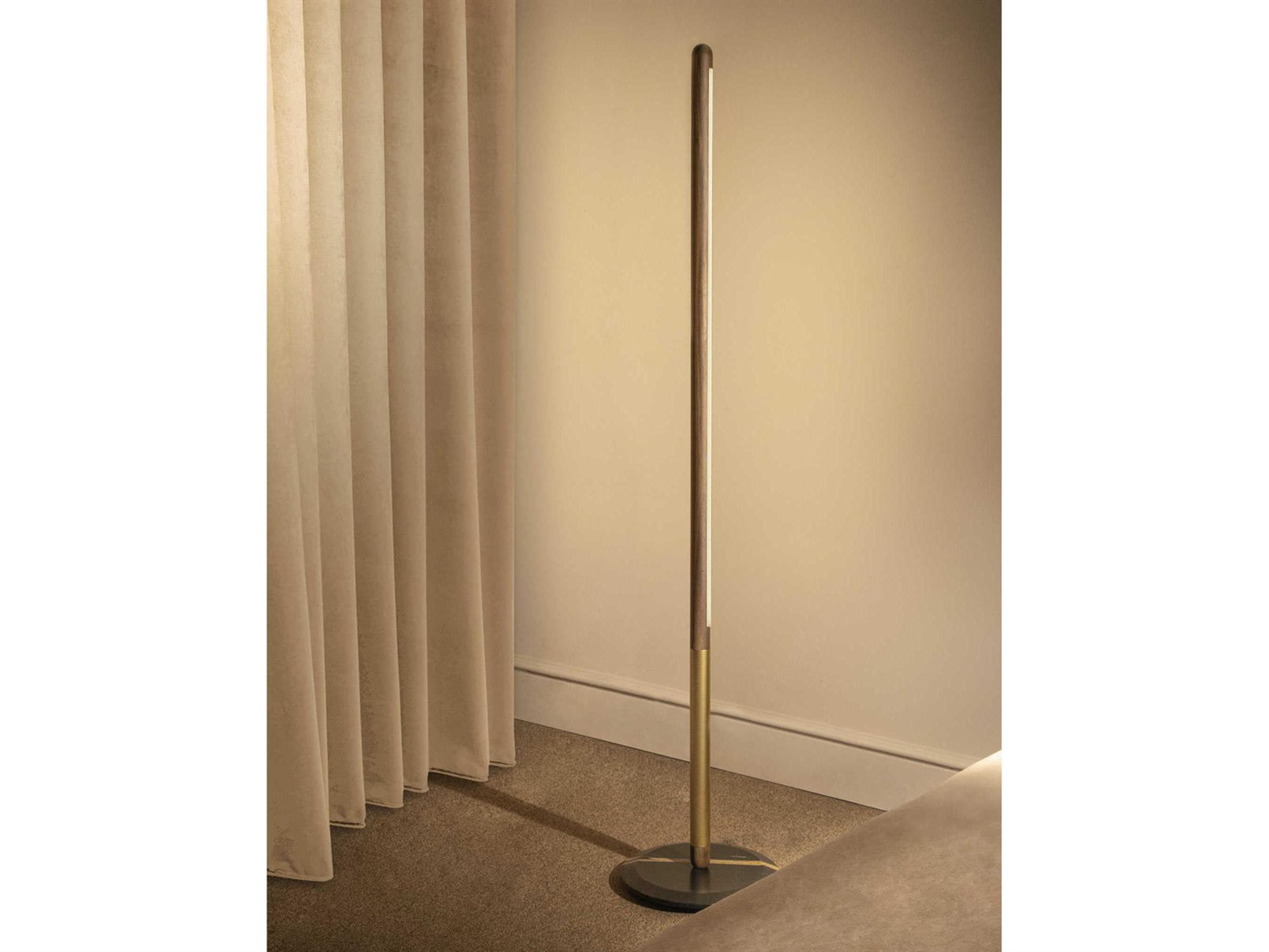 Nomon Linea Walnut Brass Floor Lamp