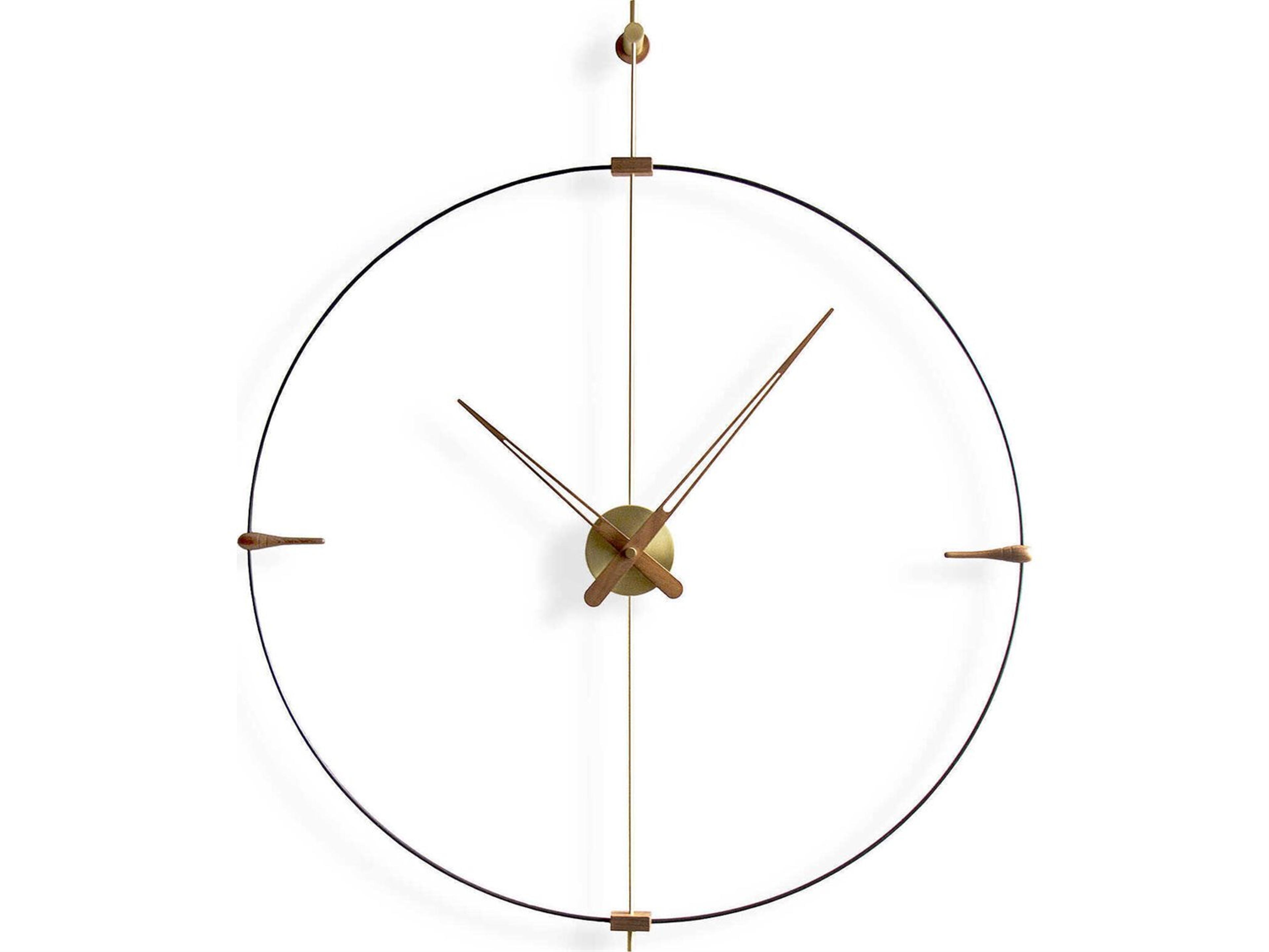 Mini Bilbao Black Walnut Polished Brass Wall Clock