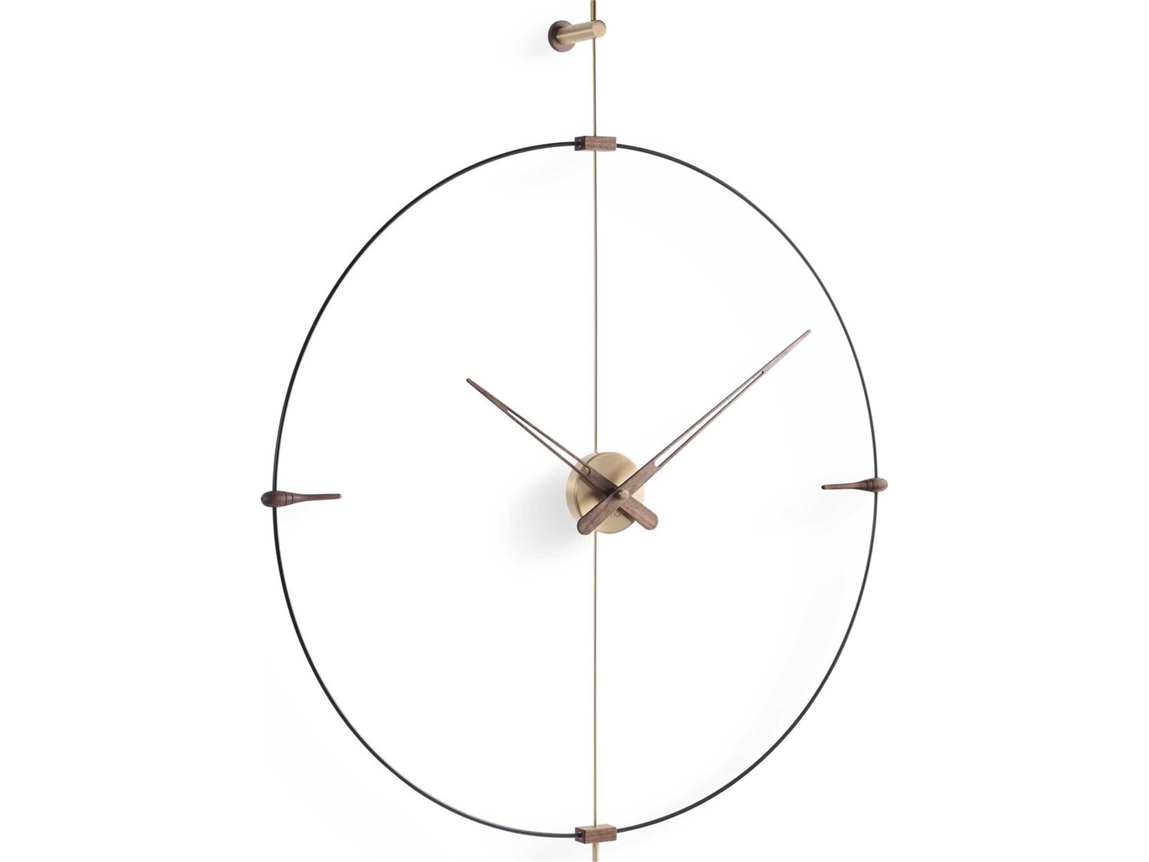 Nomon Mini Bilbao Black Walnut Polished Brass Wall Clock