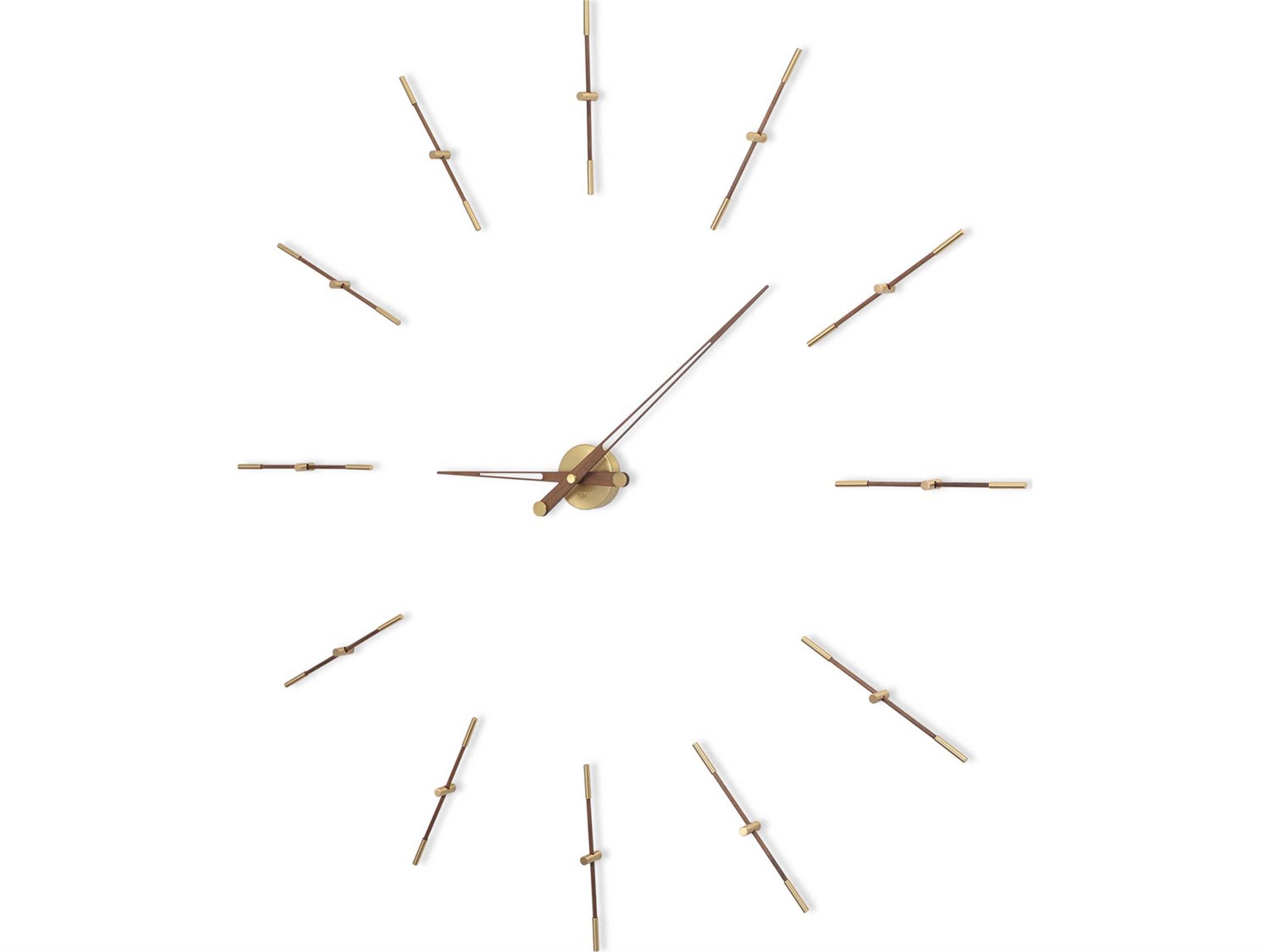 Merlin Polished Brass Walnut Wall Clock