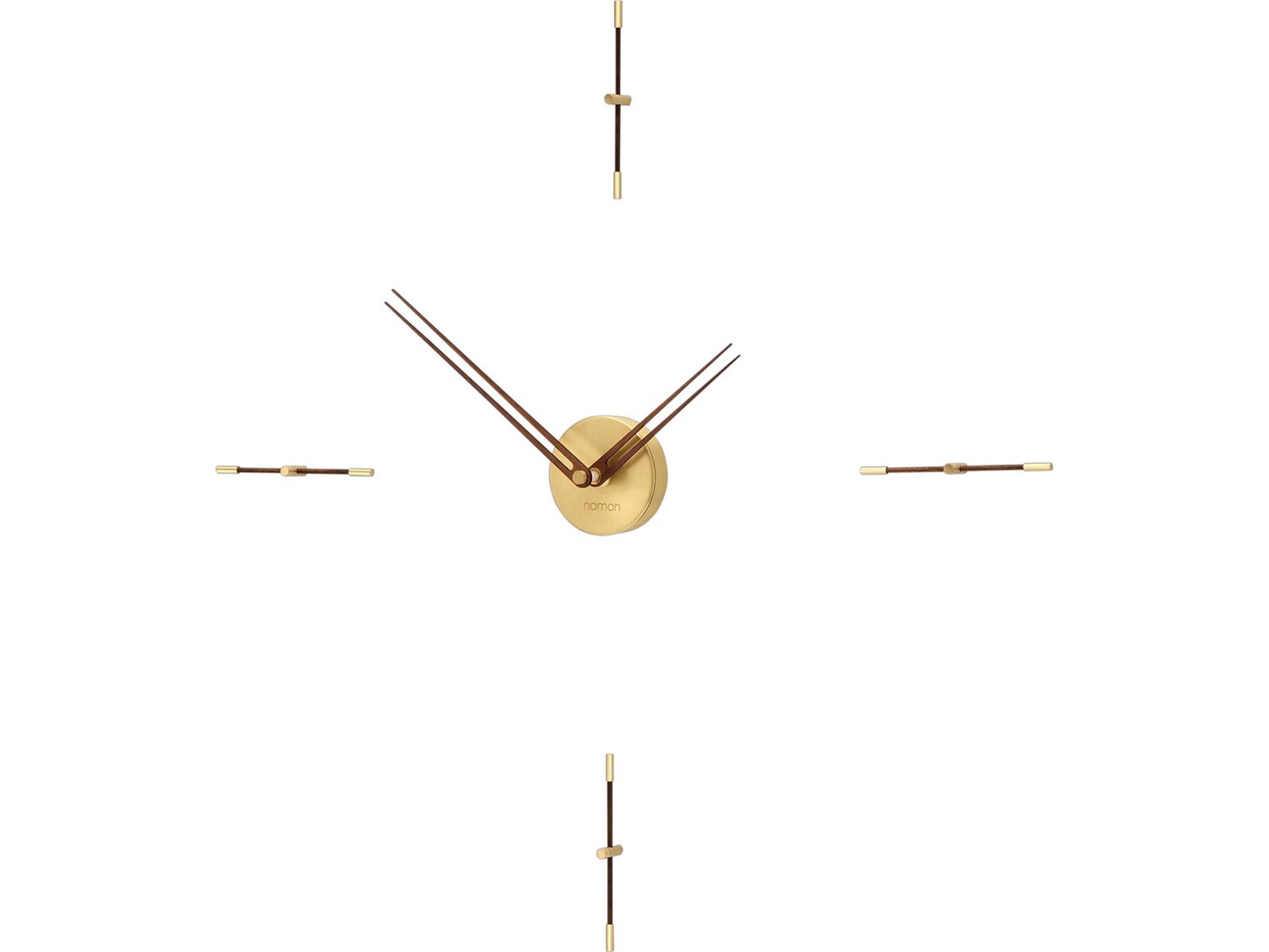 Mini Merlin Polished Brass Walnut Wall Clock
