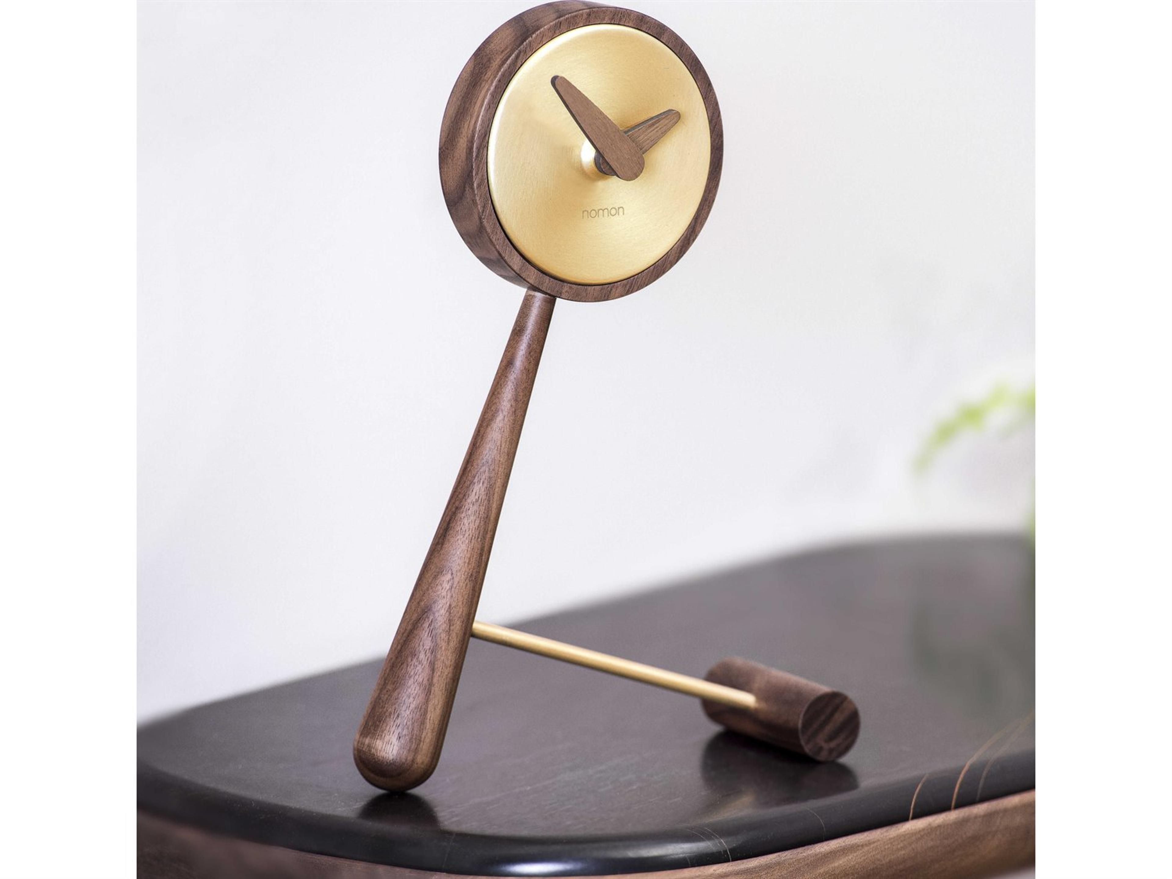 Nomon Mini Puntero Gold Walnut Clock