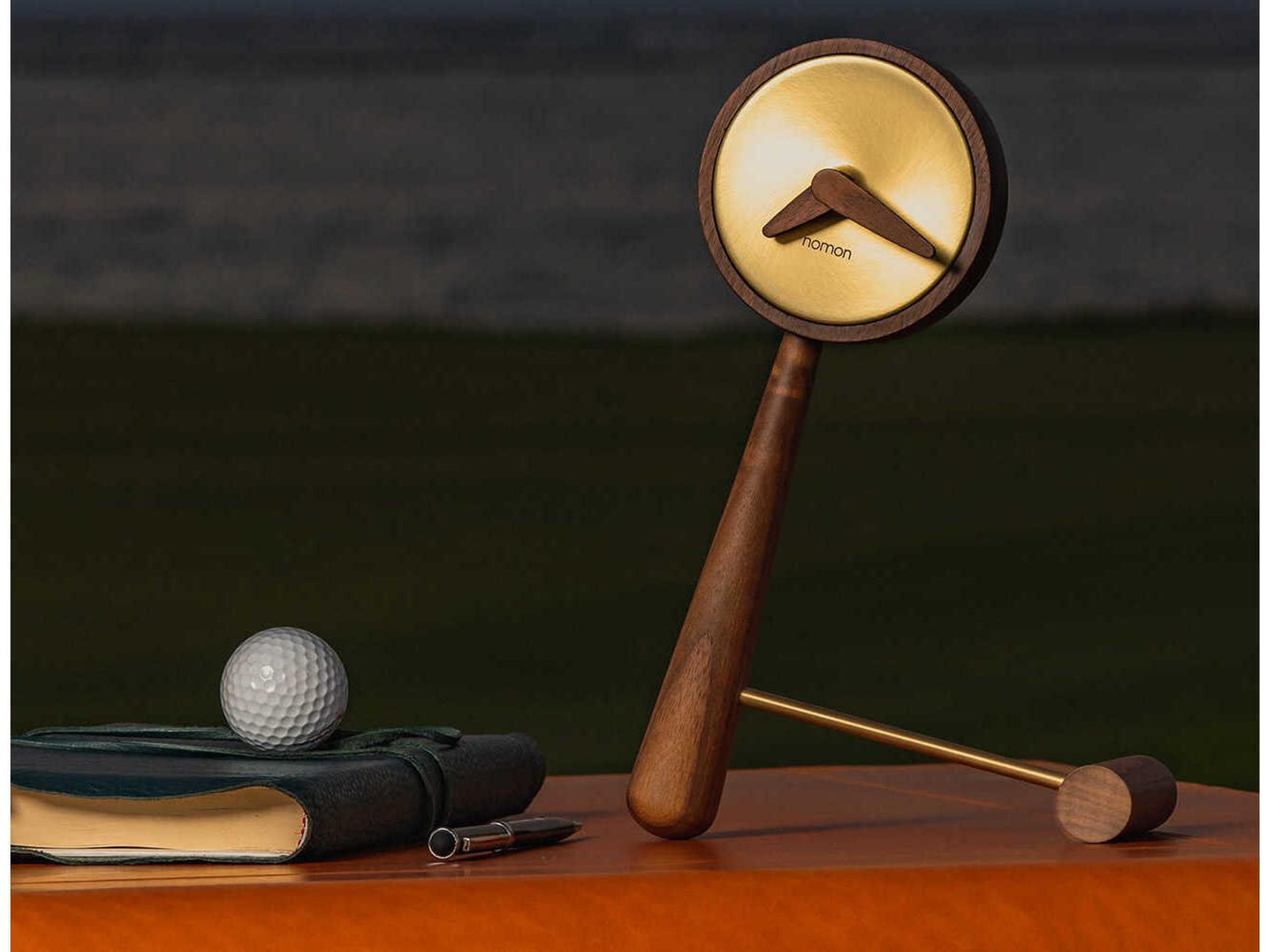 Nomon Mini Puntero Gold Walnut Clock