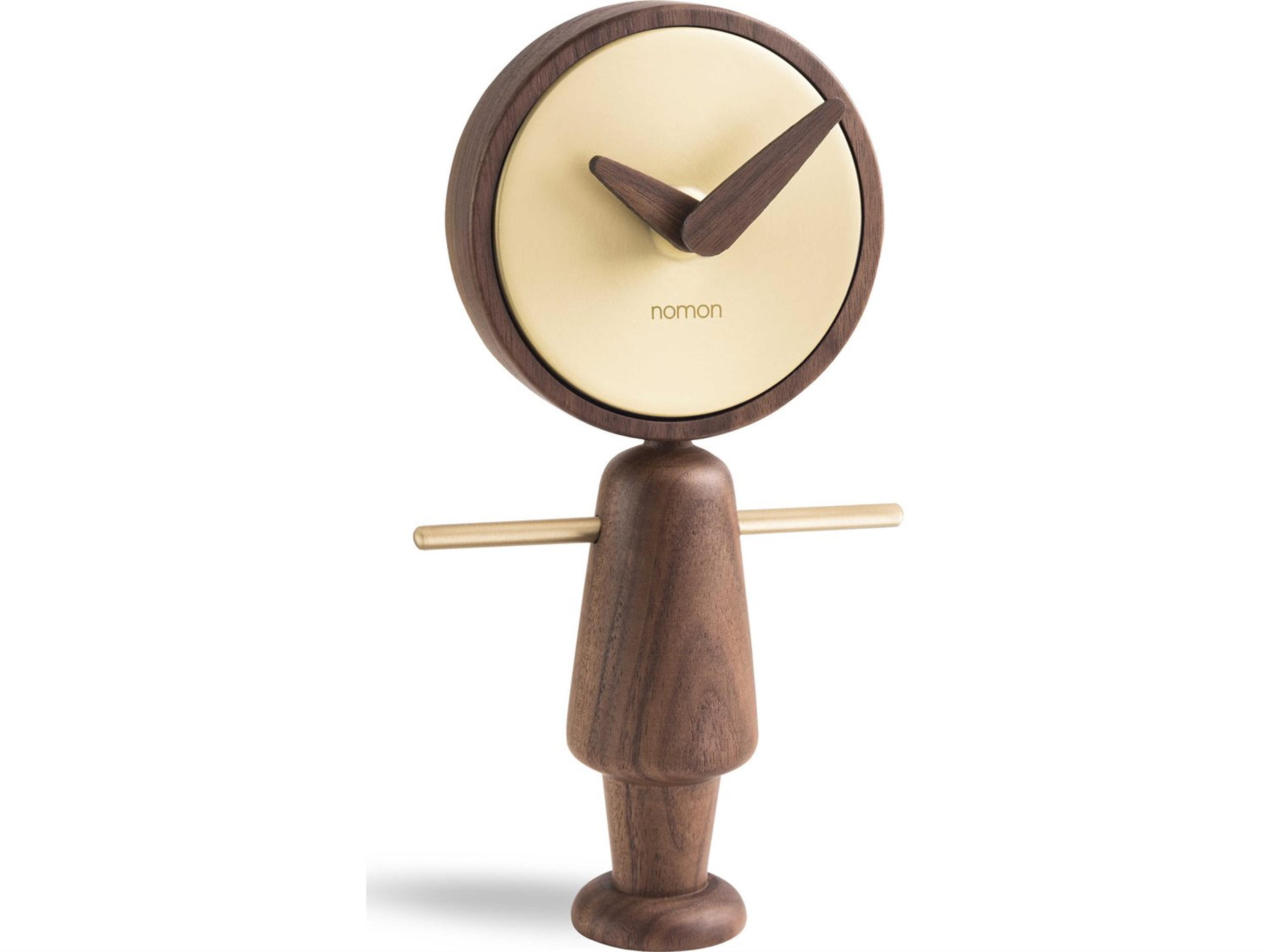 Nene Walnut Polished Brass Clock