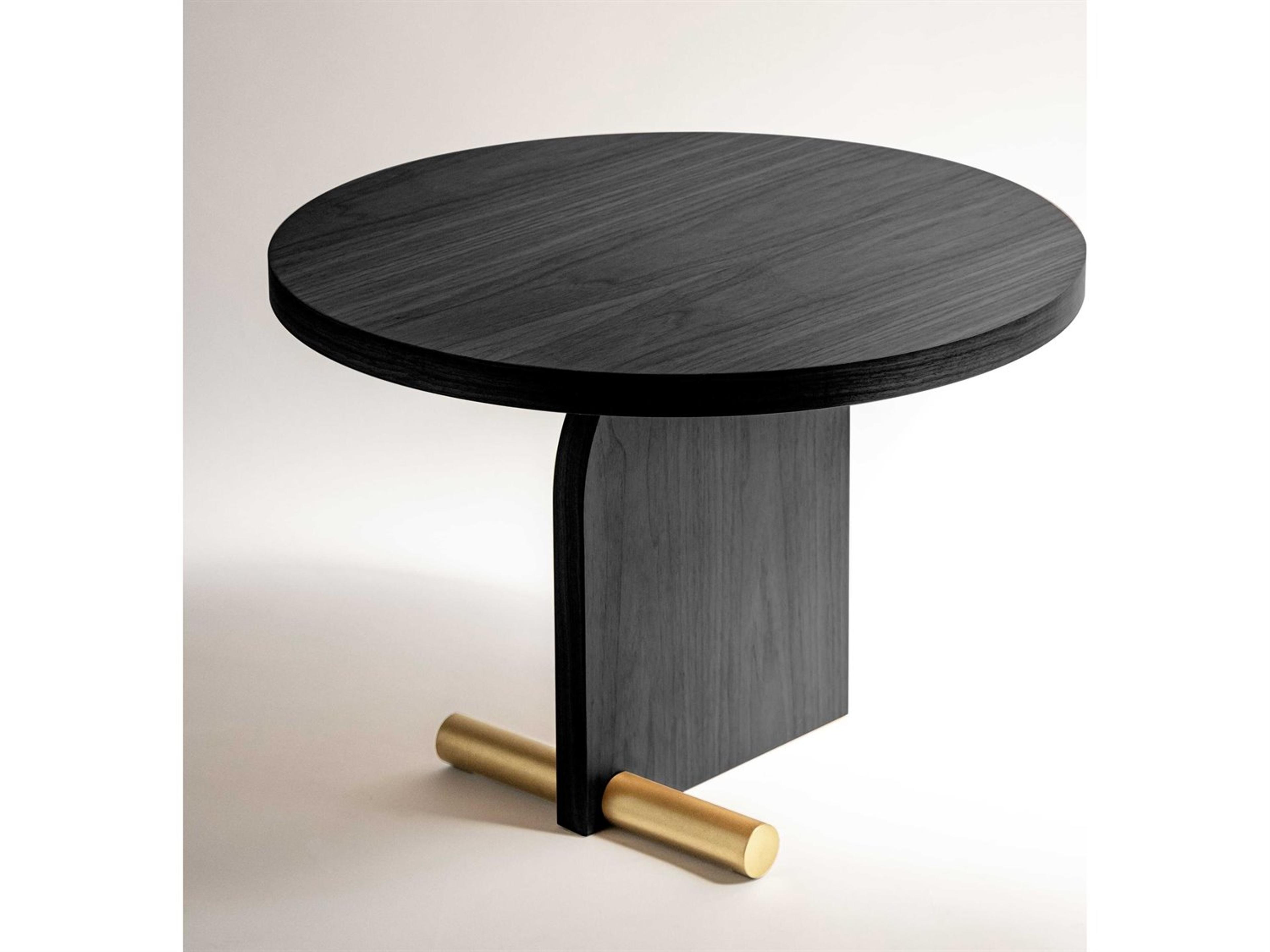 Nova Round Wood Black Brass End Table