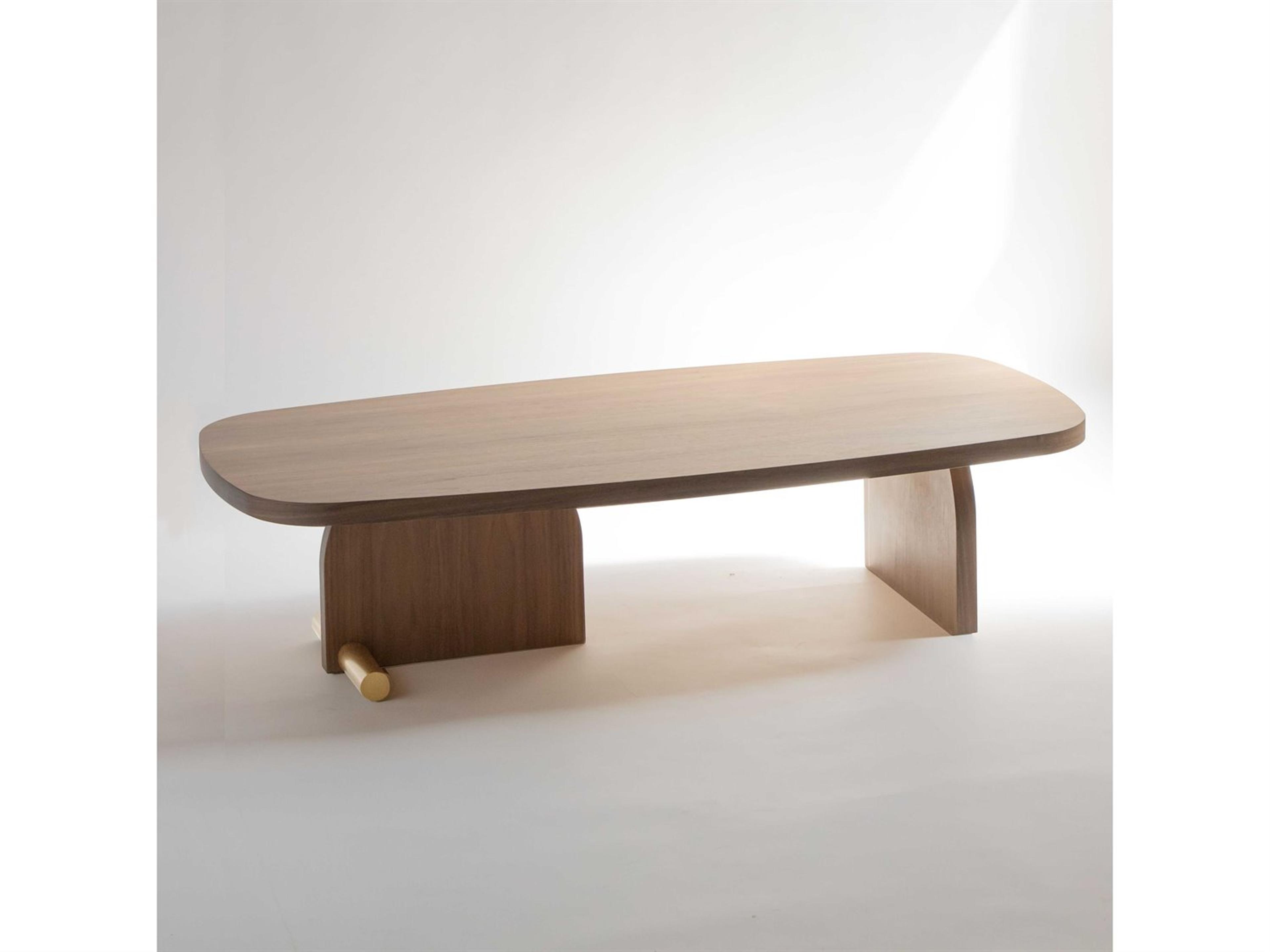 Nova Wood Walnut Brass Coffee Table