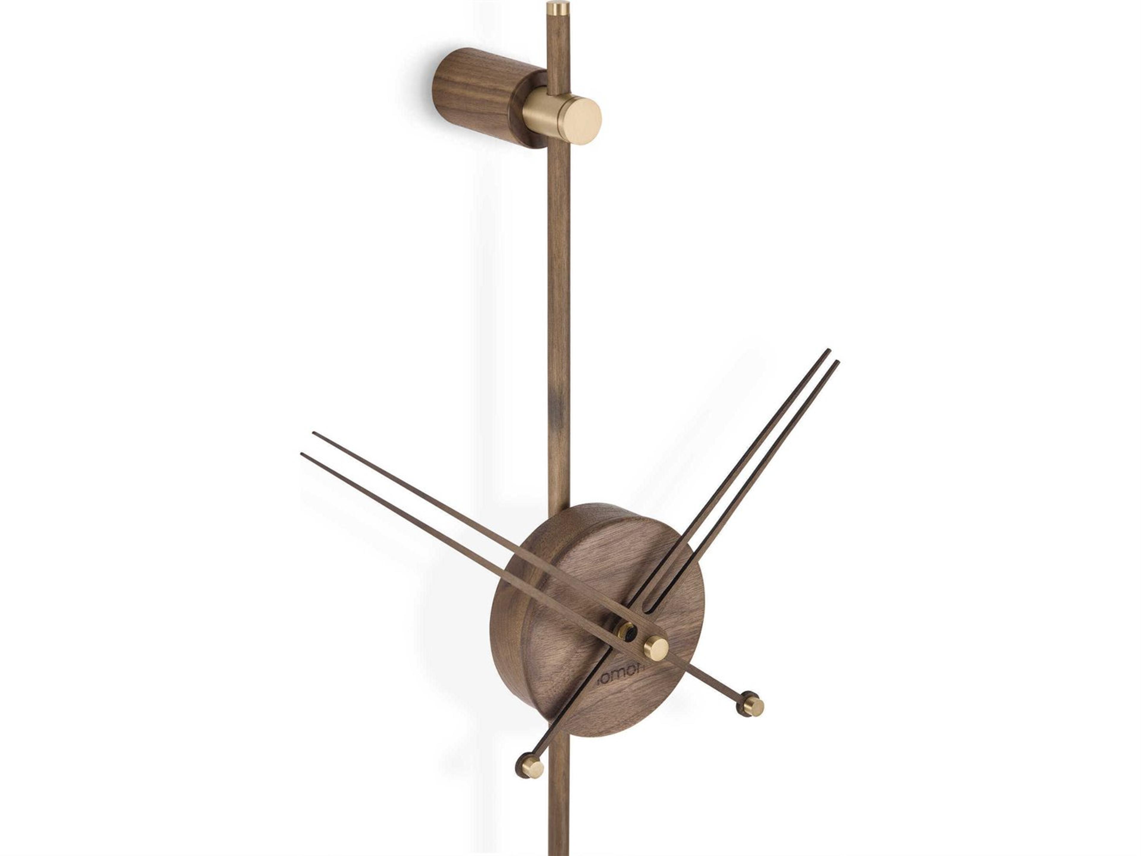 Nomon Punto Y Coma Walnut Polished Brass Wall Clock