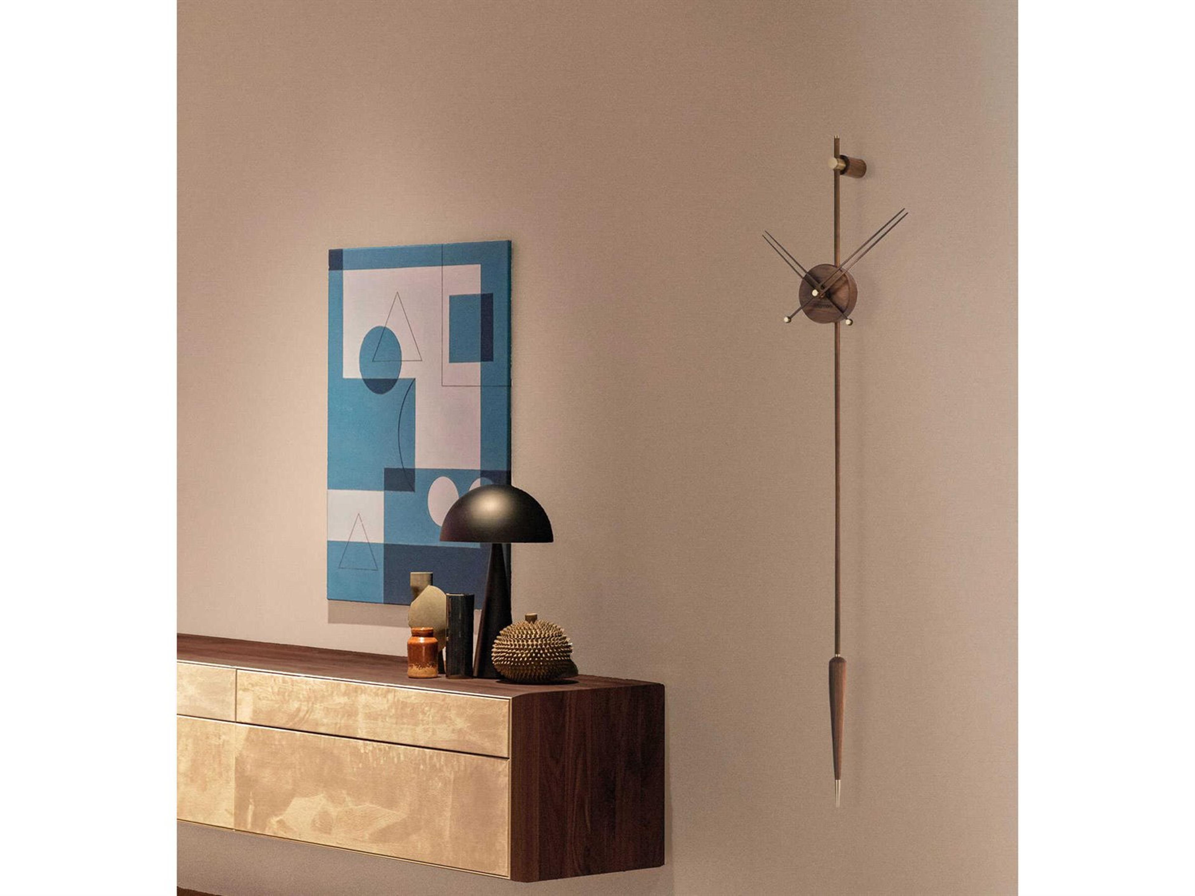 Nomon Punto Y Coma Walnut Polished Brass Wall Clock