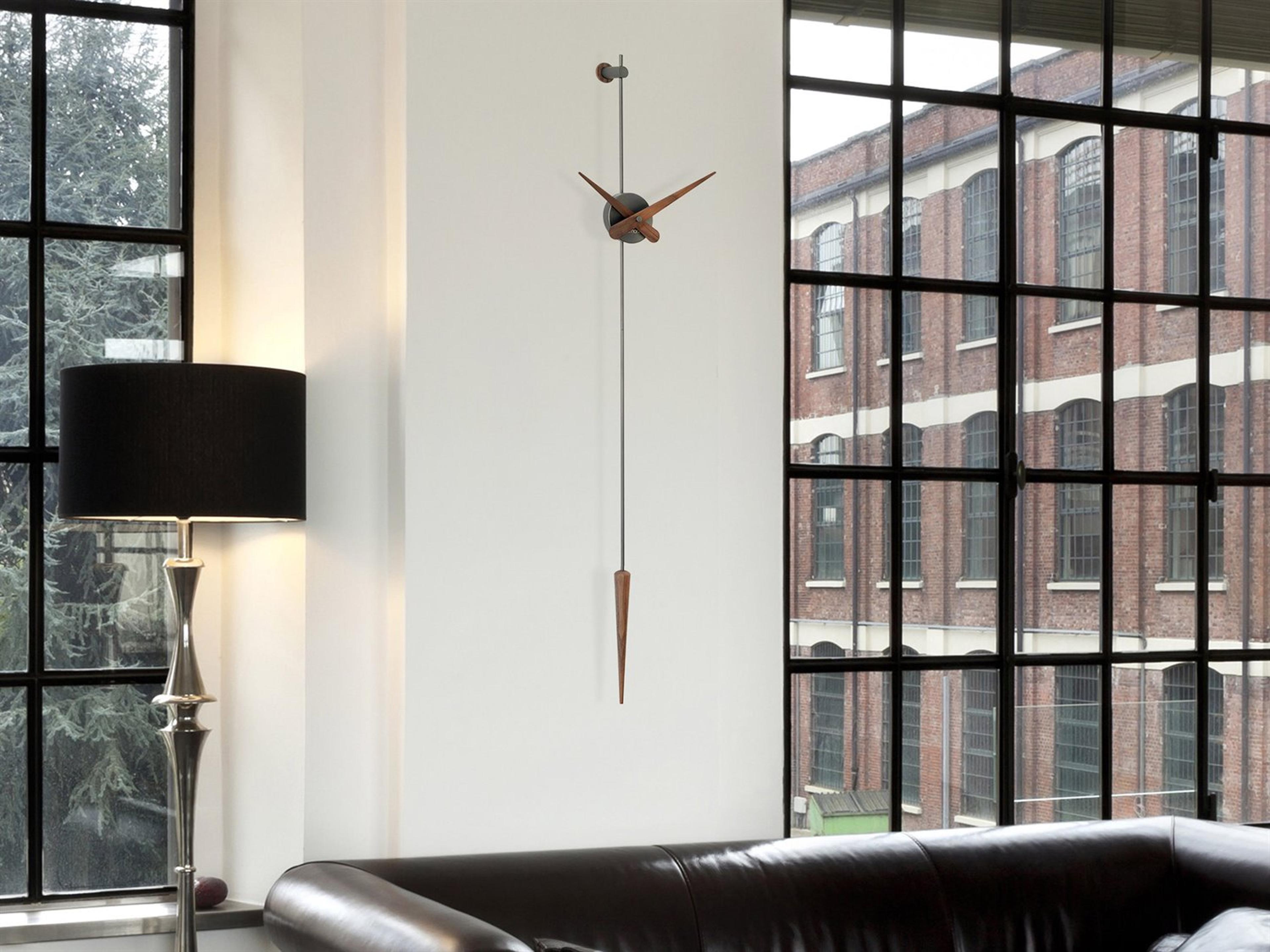 Nomon Punto Y Coma Graphite Brass Walnut Wall Clock
