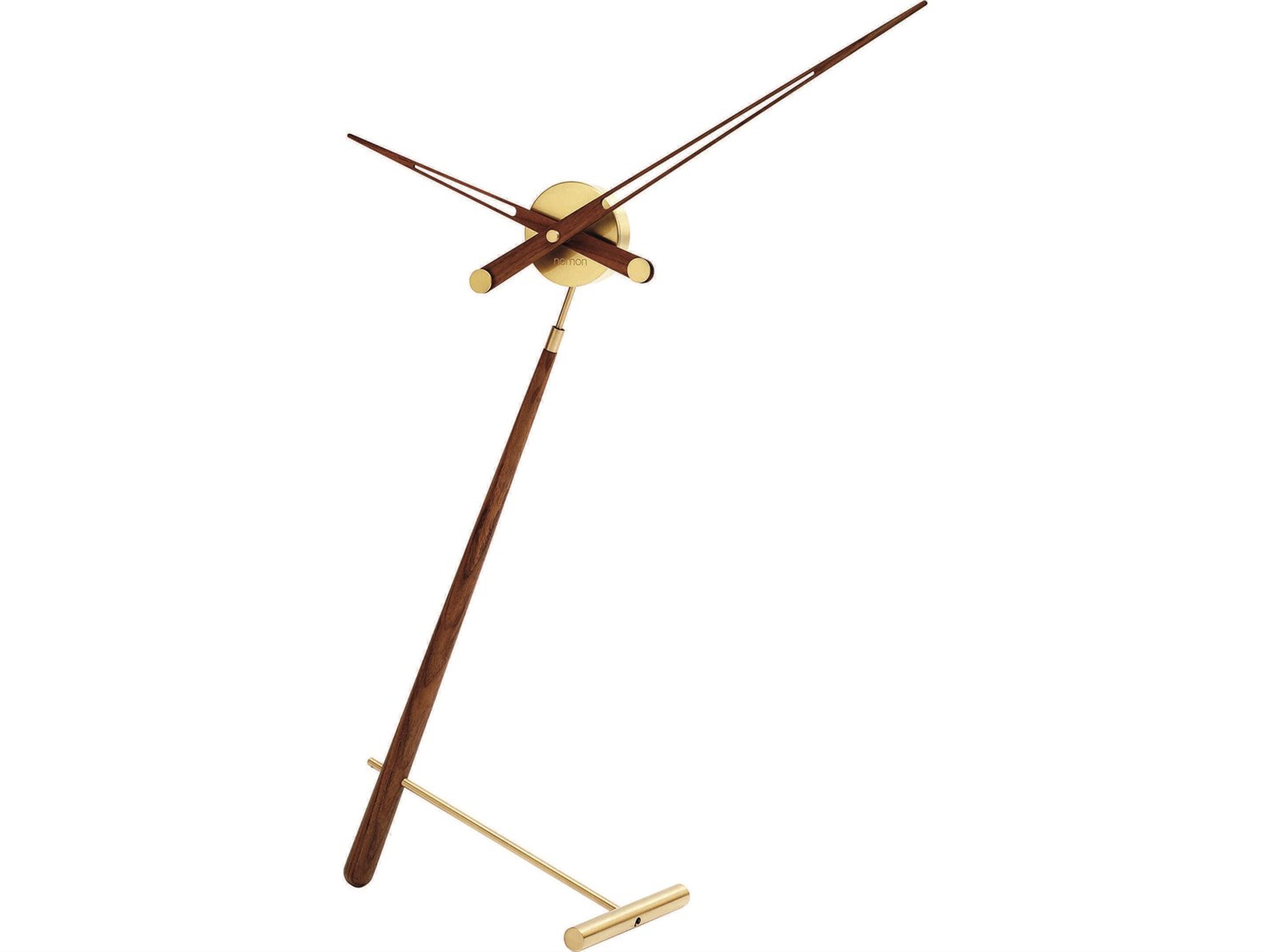 Puntero Polished Brass Walnut Clock