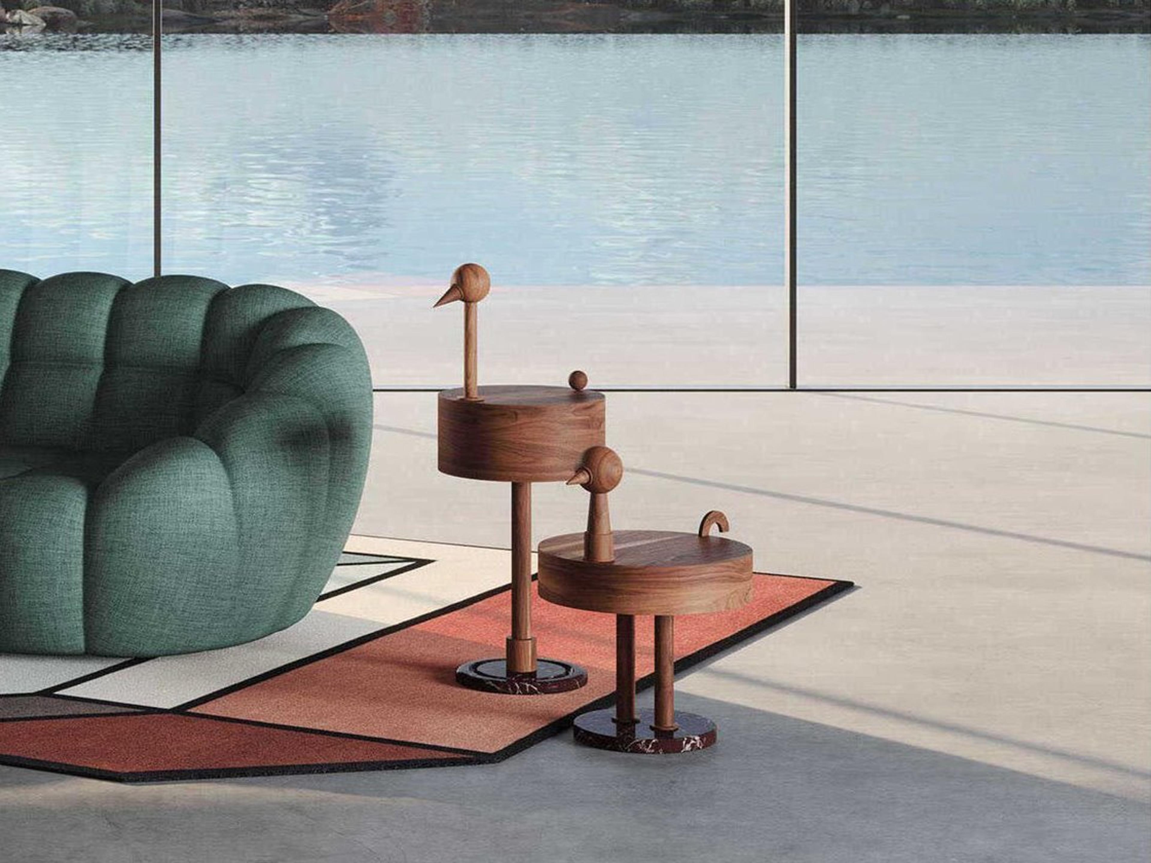 Nomon Rara Round Wood Walnut End Table