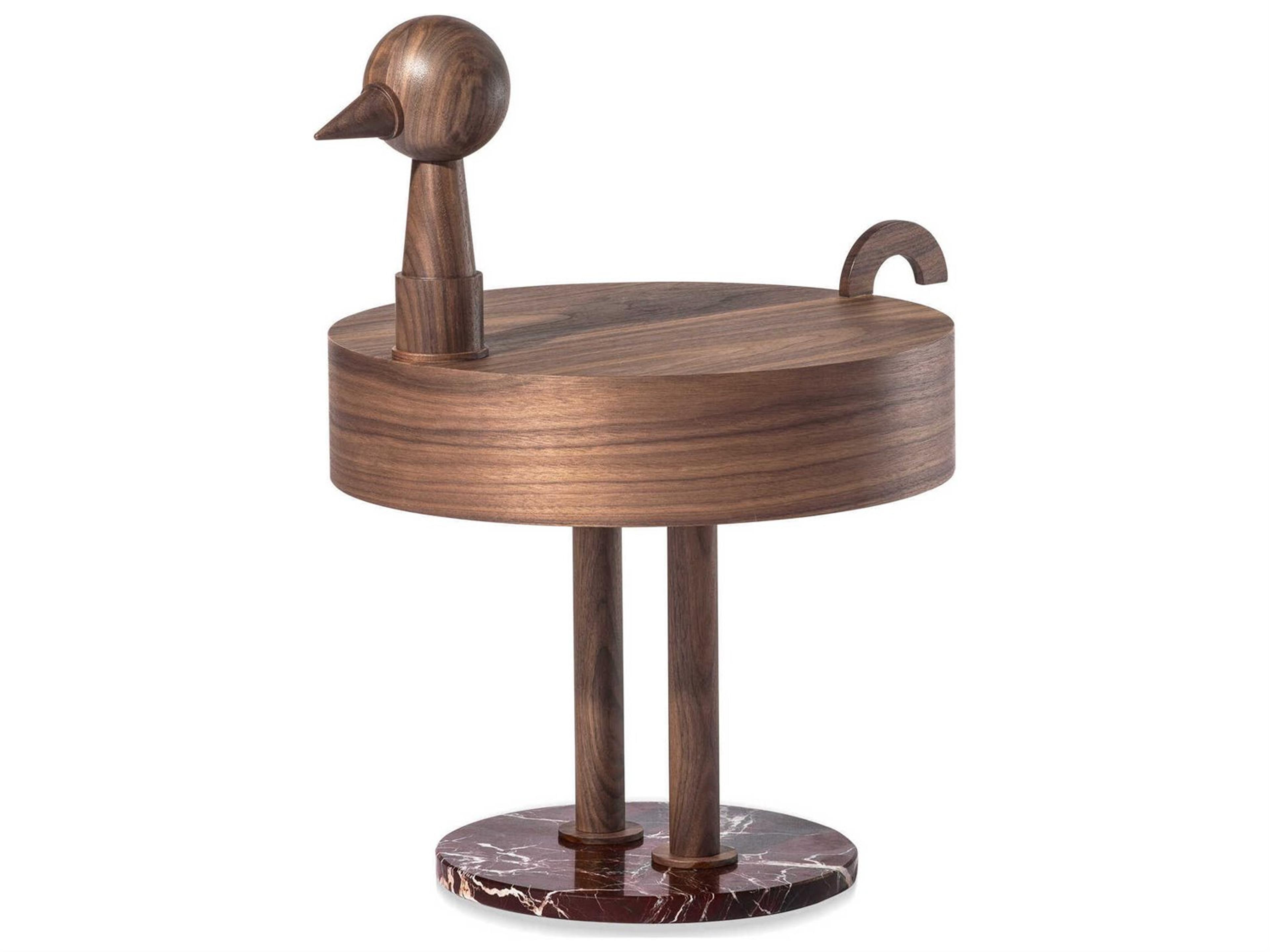 Rara Round Wood Walnut End Table