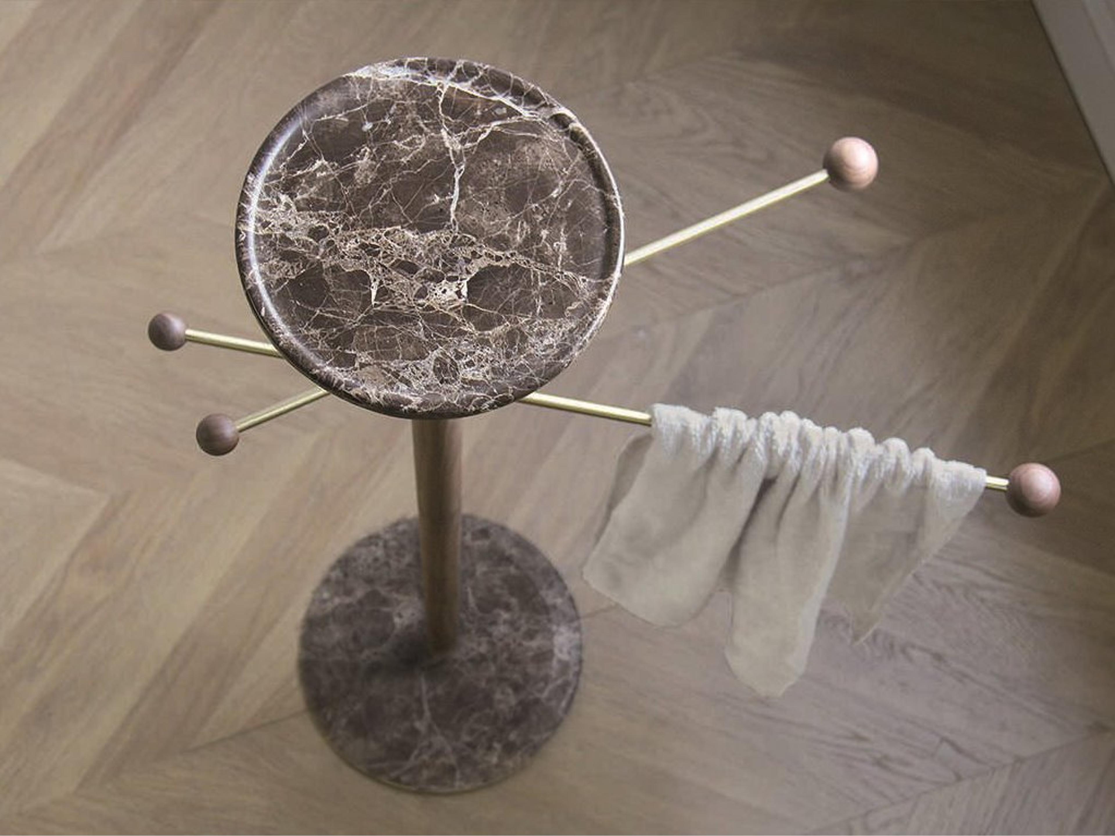 Nomon Toallero Walnut Emperador Marble Towel Rack