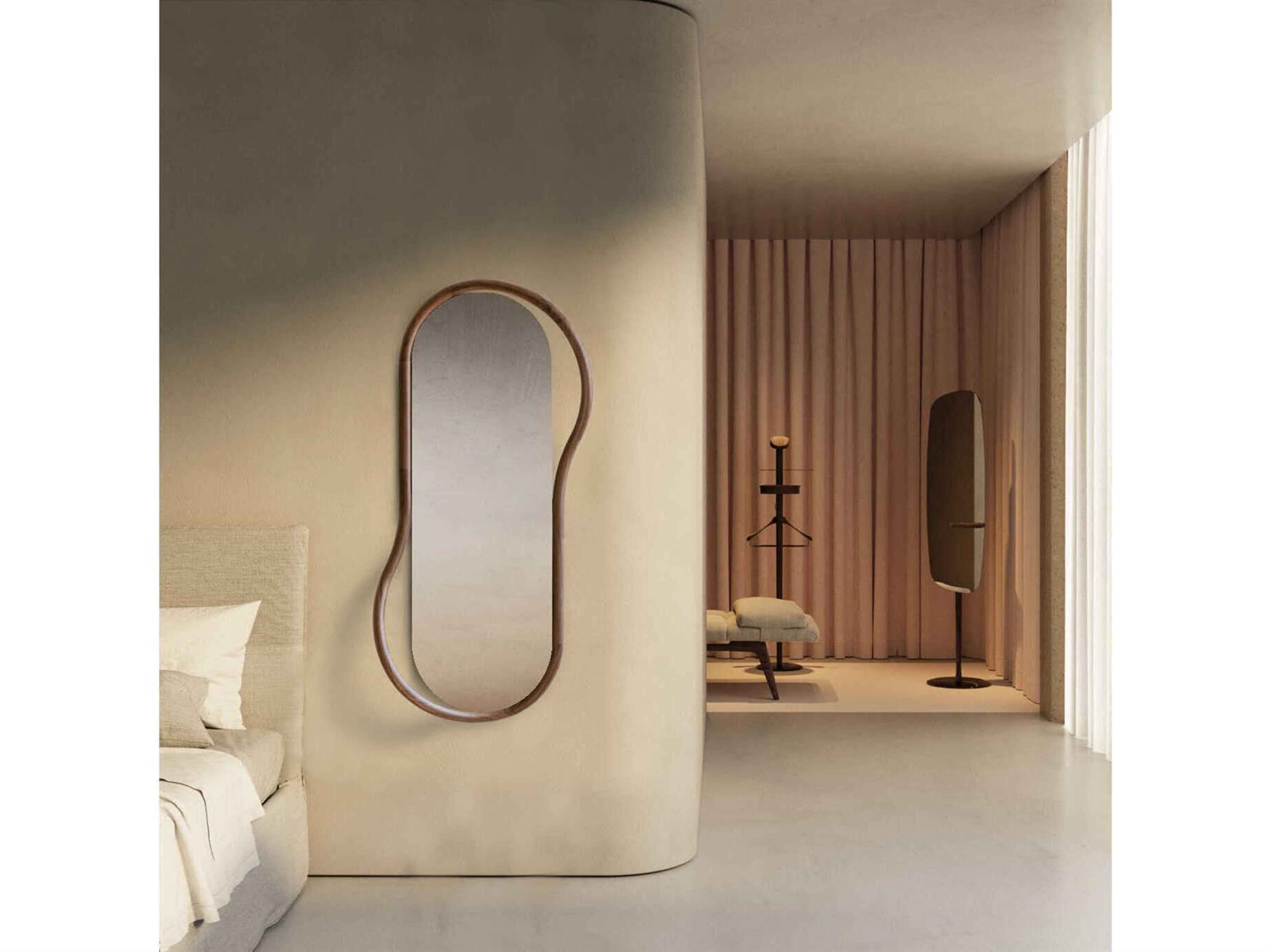 Nomon Unut Walnut Oval Wall Mirror