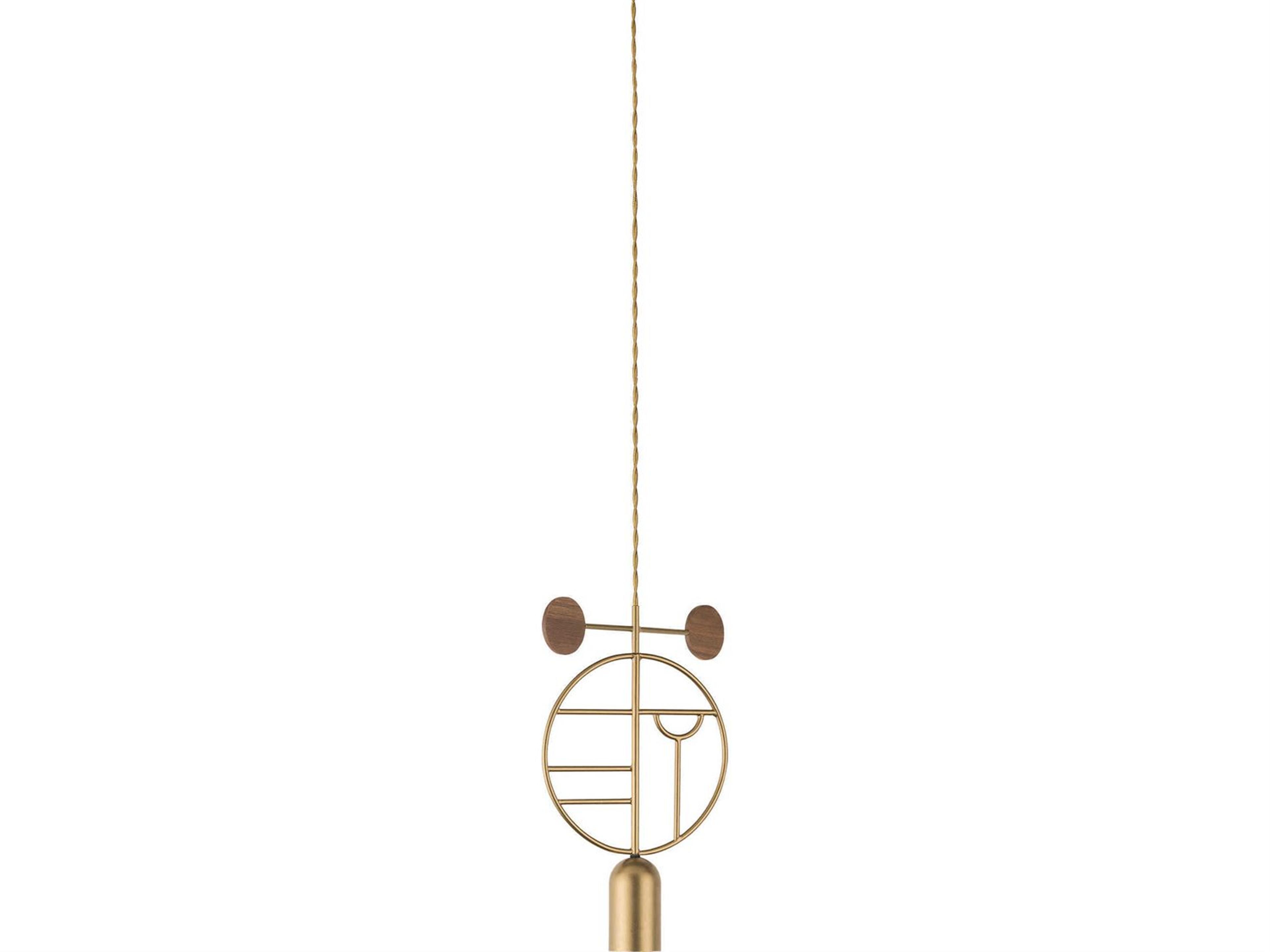 Wooden Dots 1-Light Brass Walnut Geometric Mini Pendant