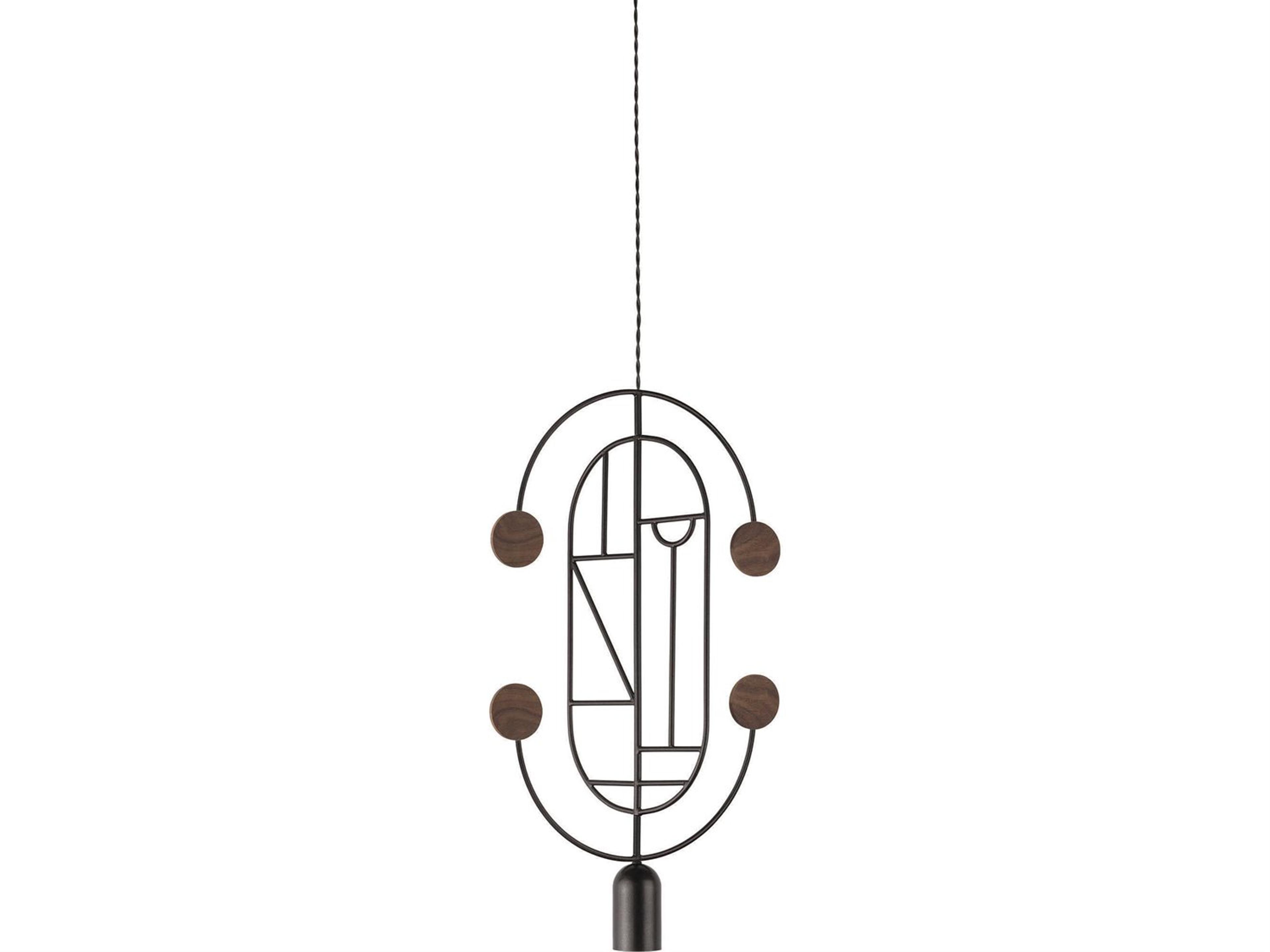 Wooden Dots 1-Light Black Walnut Geometric Pendant