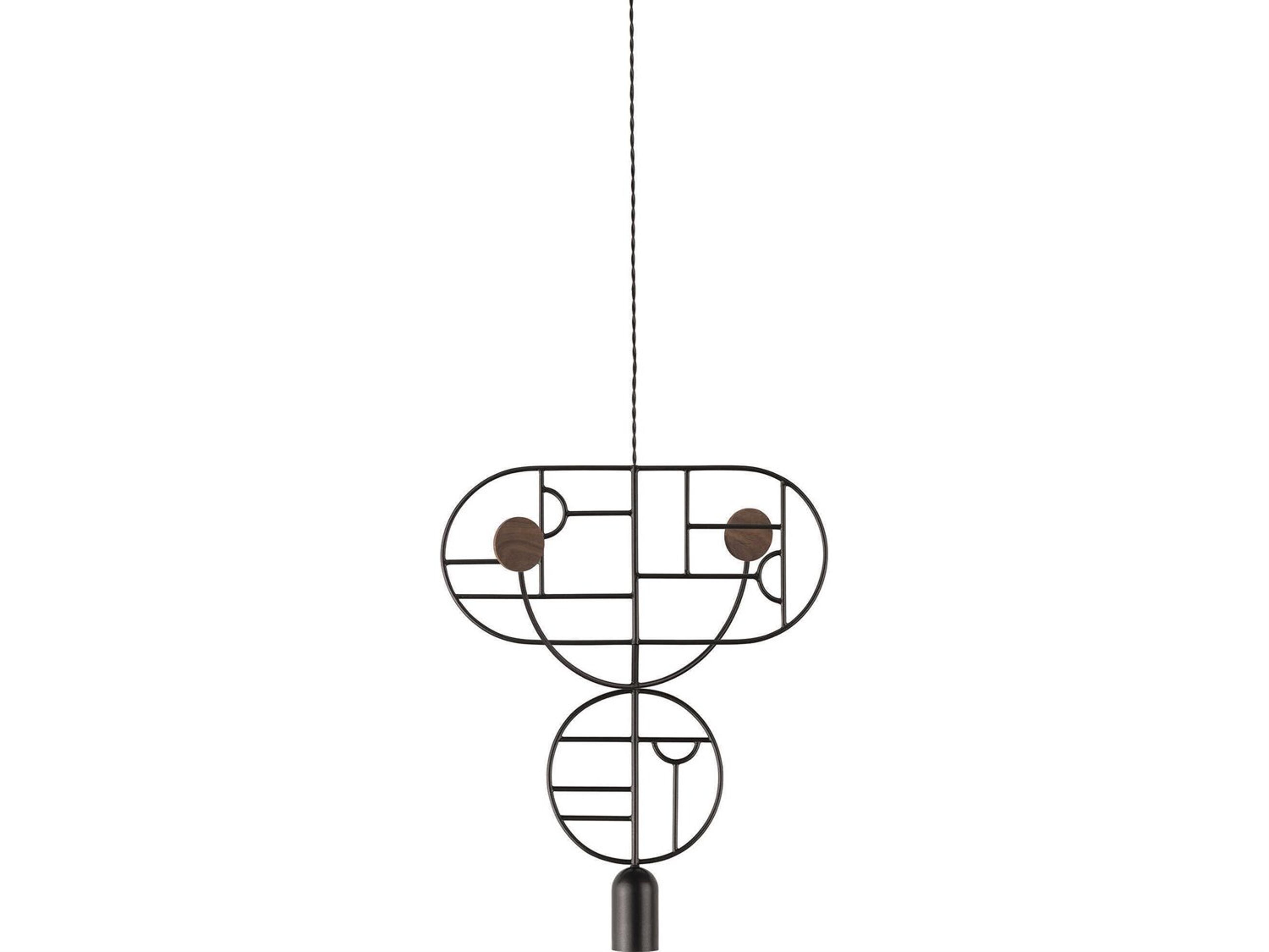 Wooden Dots 1-Light Black Walnut Geometric Pendant