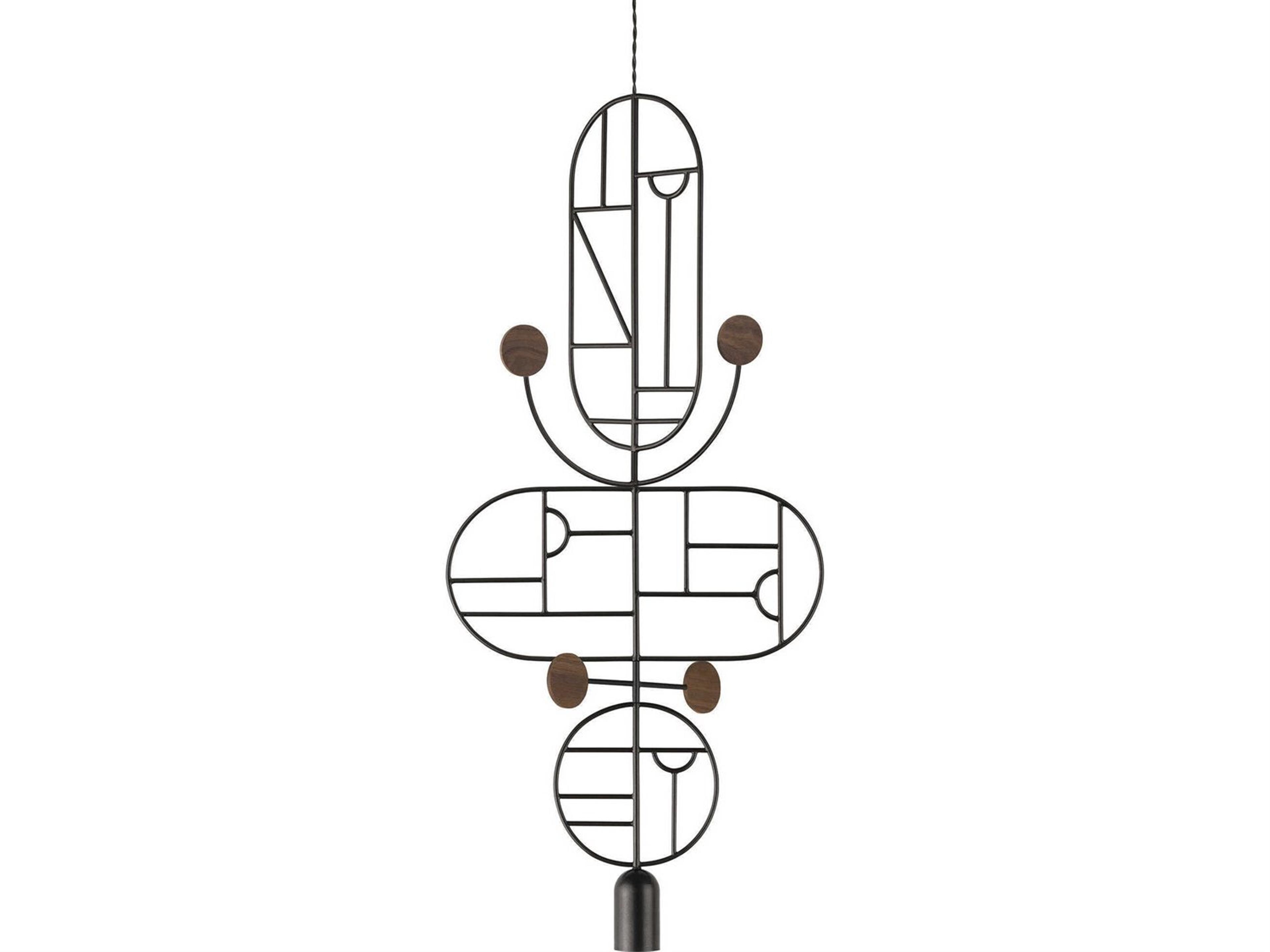 Wooden Dots 1-Light Black Walnut Geometric Pendant