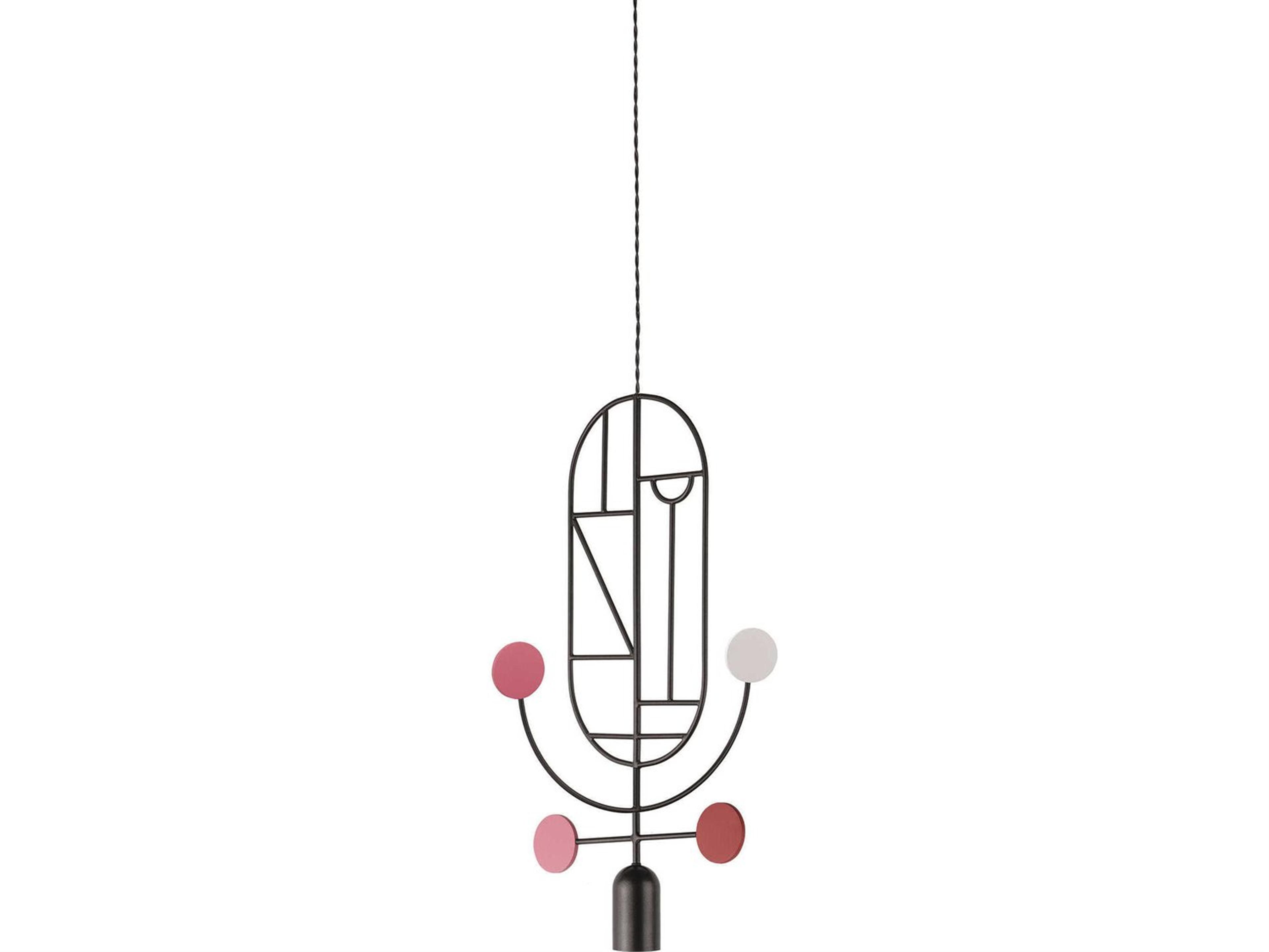 Wooden Dots 1-Light Black White Pink Red Geometric Pendant