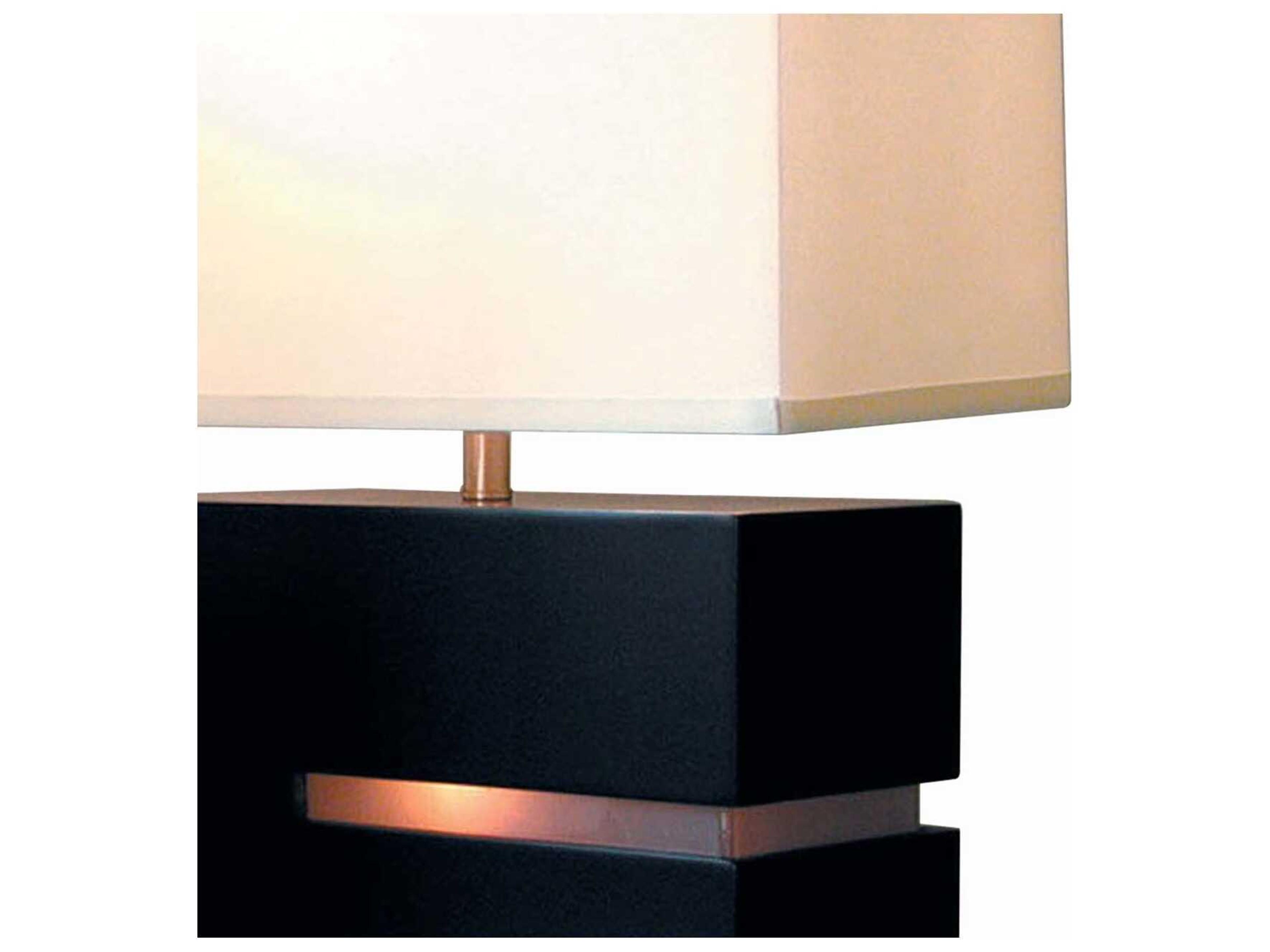 Nova Zen Espresso Brushed Nickel Off White Linen Black Table Lamp