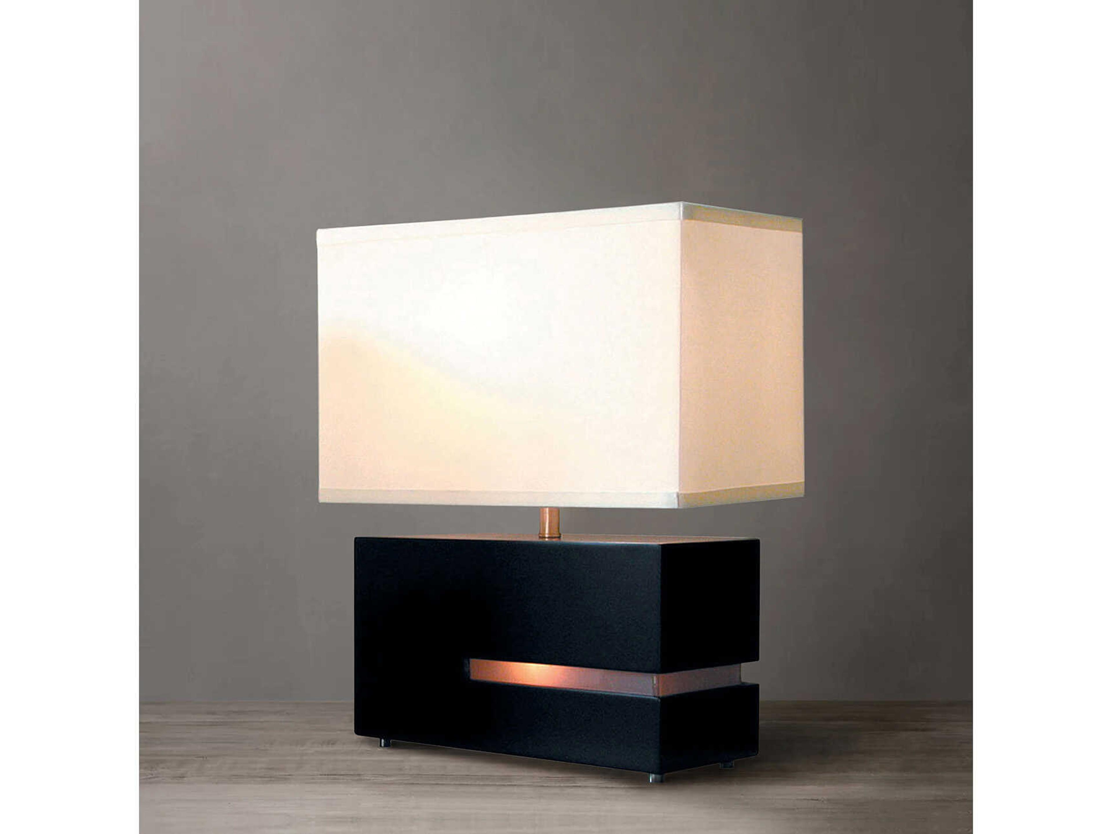 Nova Zen Espresso Brushed Nickel Off White Linen Black Table Lamp
