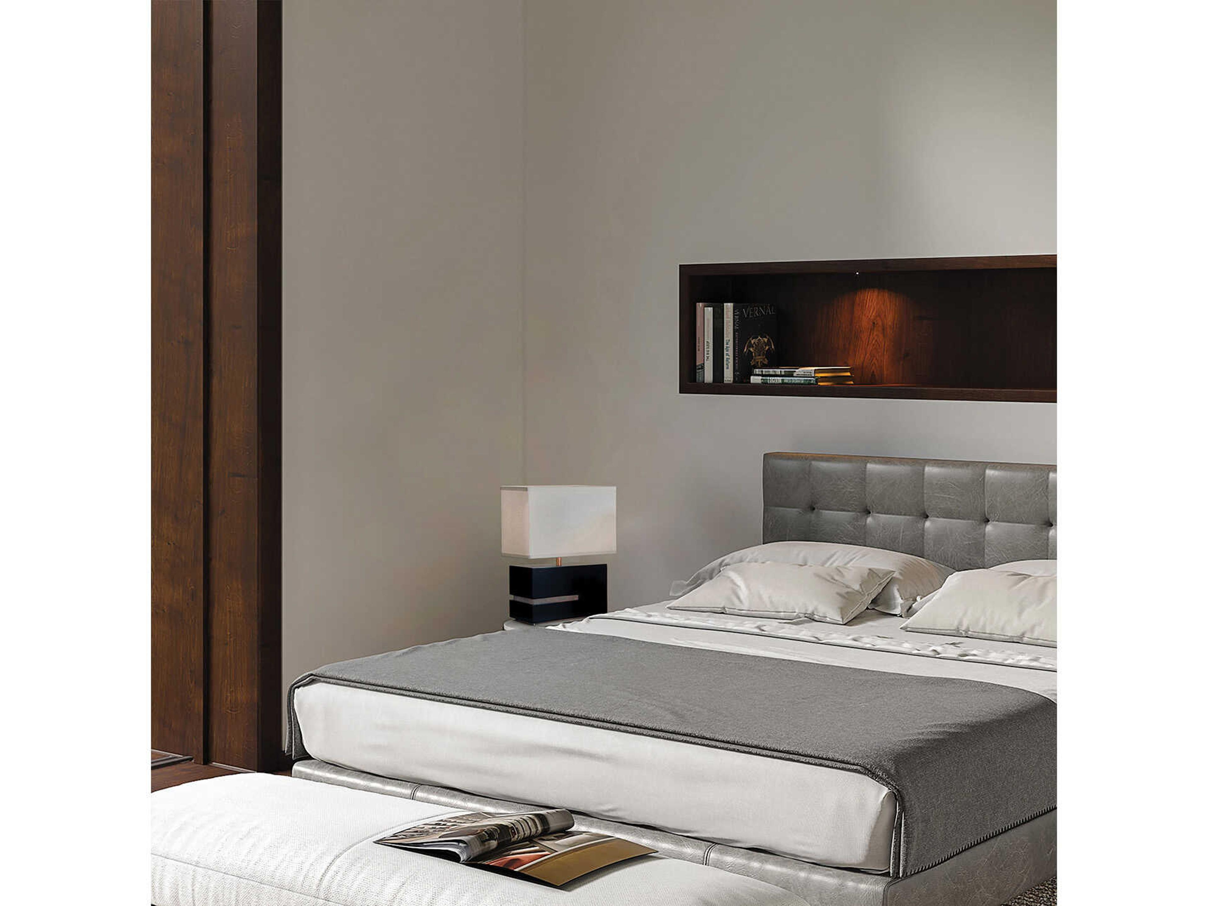 Nova Zen Espresso Brushed Nickel Off White Linen Black Table Lamp