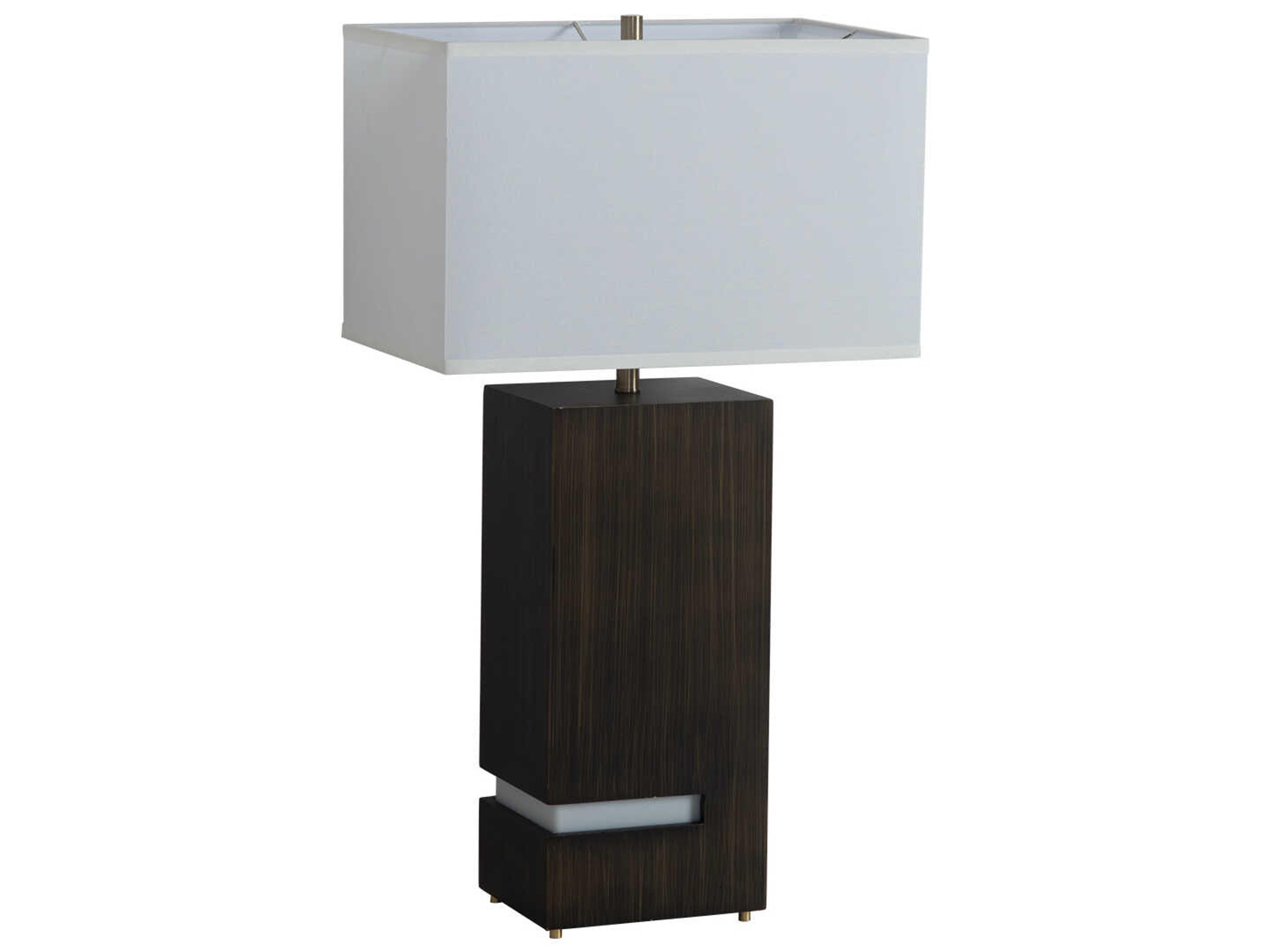 Nova Zen Ebony Weathered Brass White Linen Buffet Lamp