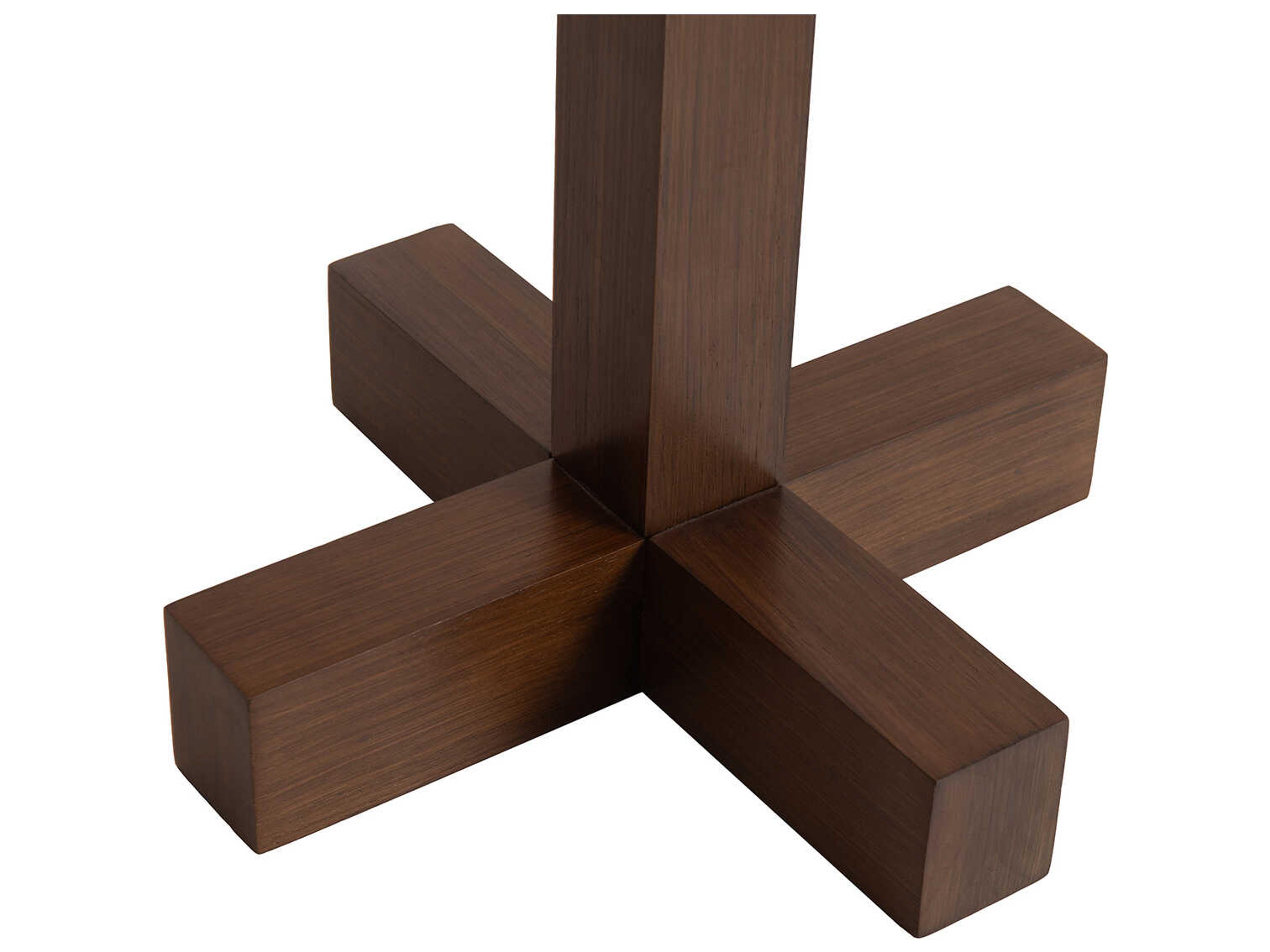 Nova Swiss Cross Dark Walnut Weathered Brass White Linen Brown Buffet Lamp