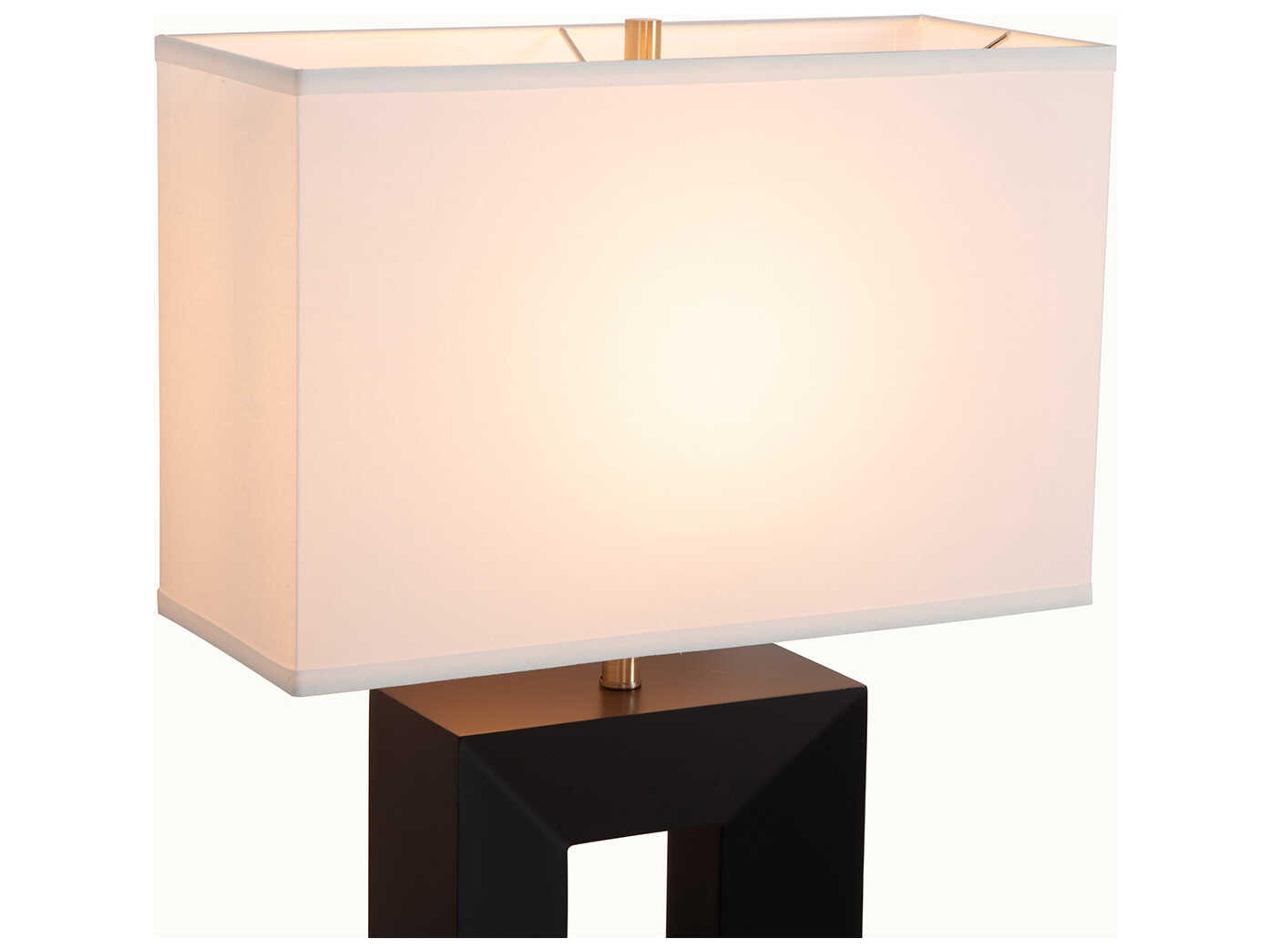 Nova Julie Ebony Weathered Brass White Linen Brown Buffet Lamp