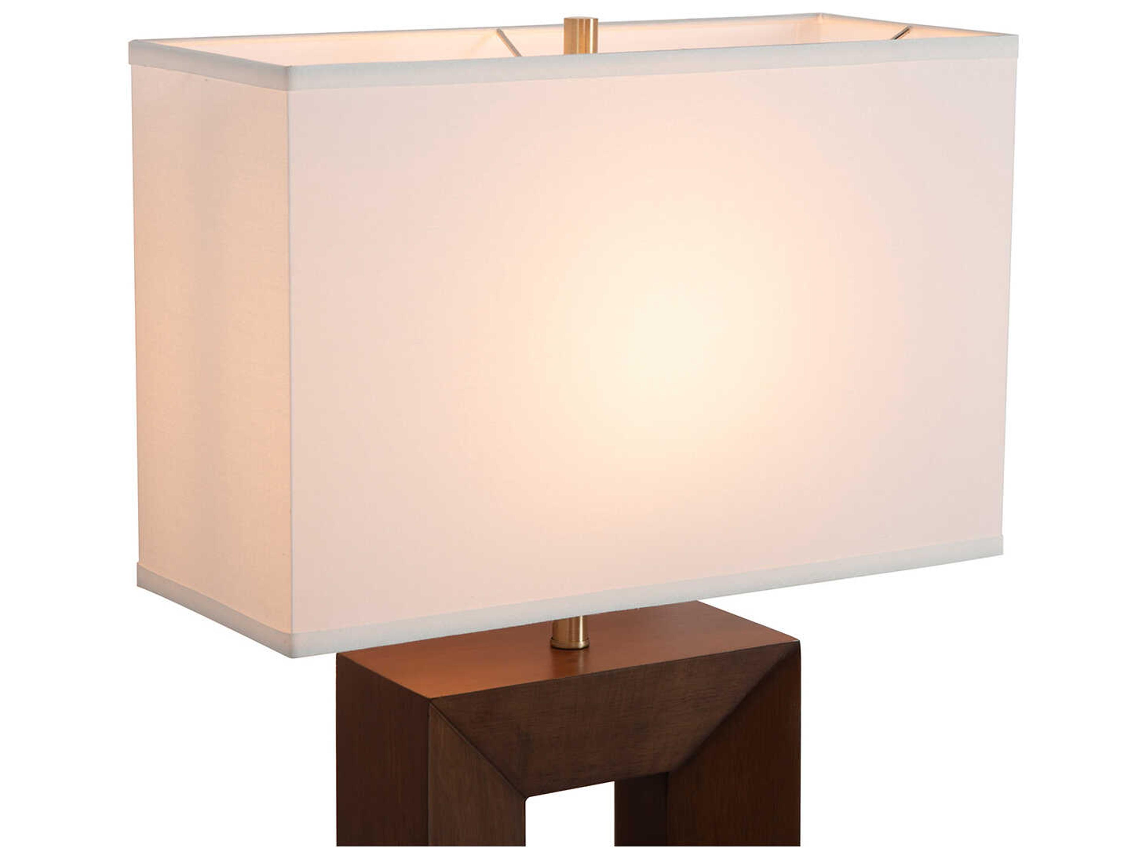 Nova Julie Dark Walnut Weathered Brass White Linen Brown Buffet Lamp
