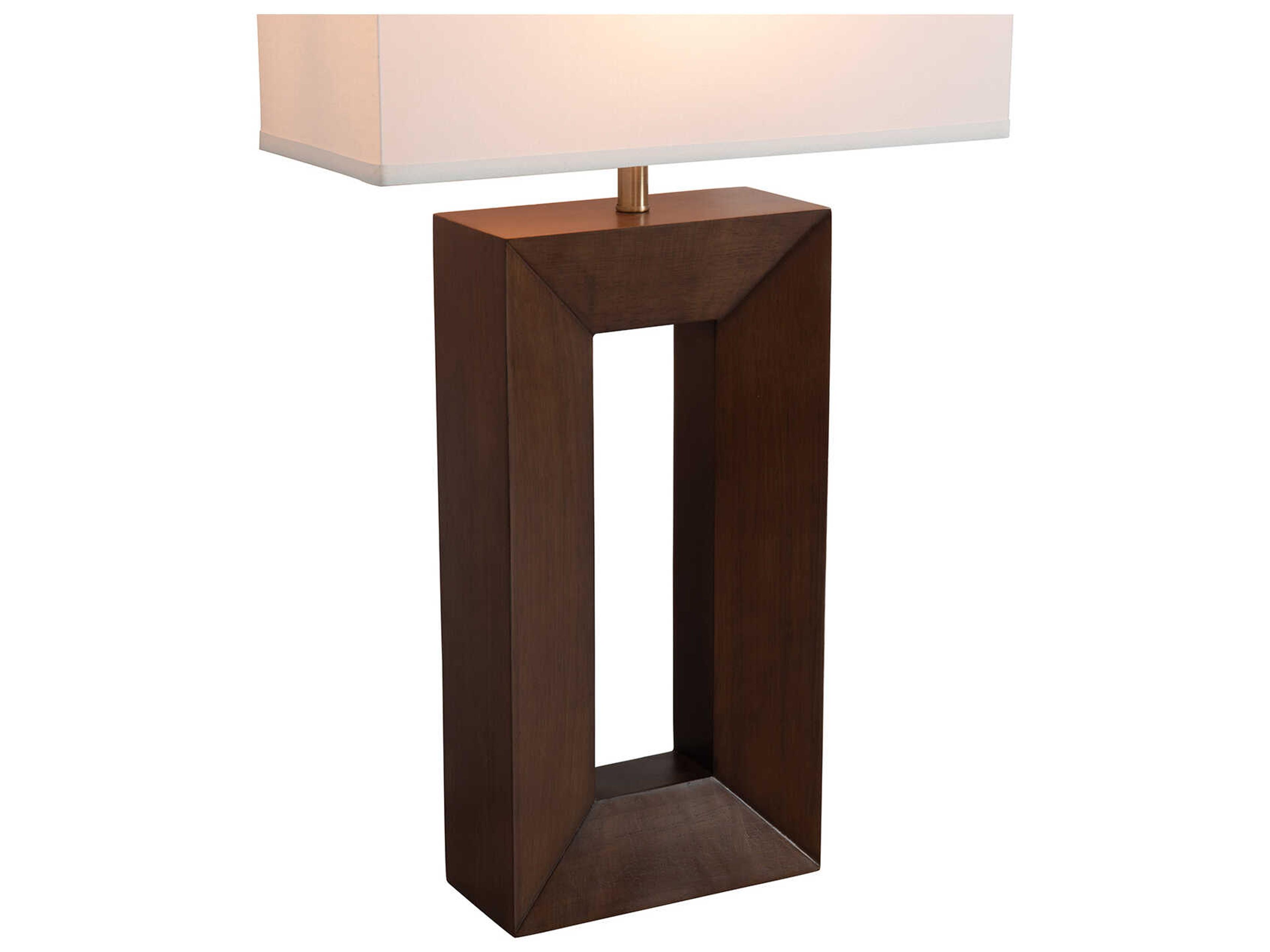 Nova Julie Dark Walnut Weathered Brass White Linen Brown Buffet Lamp