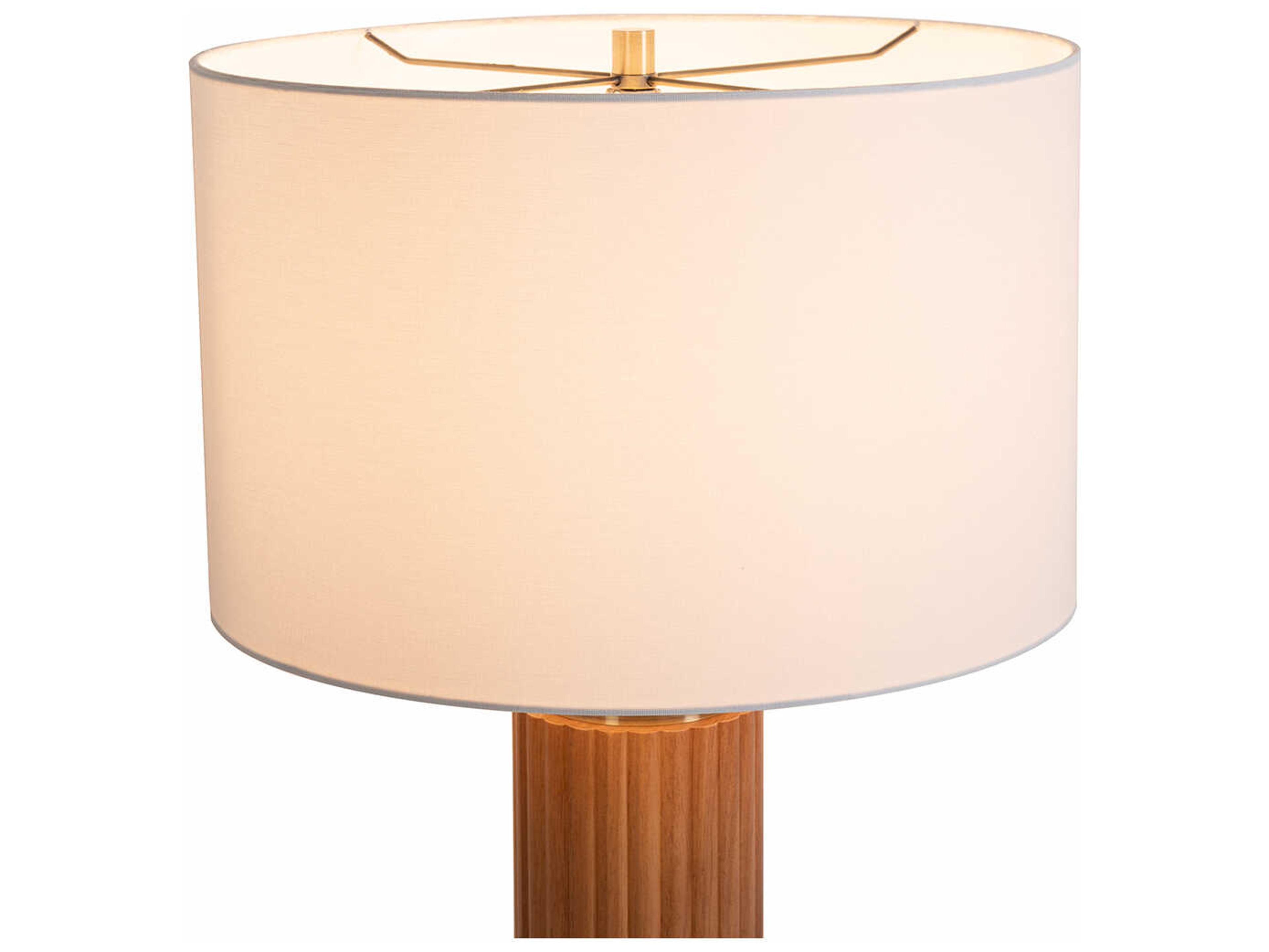 Nova Tambo Light Ash Weathered Brass White Linen Brown Buffet Lamp