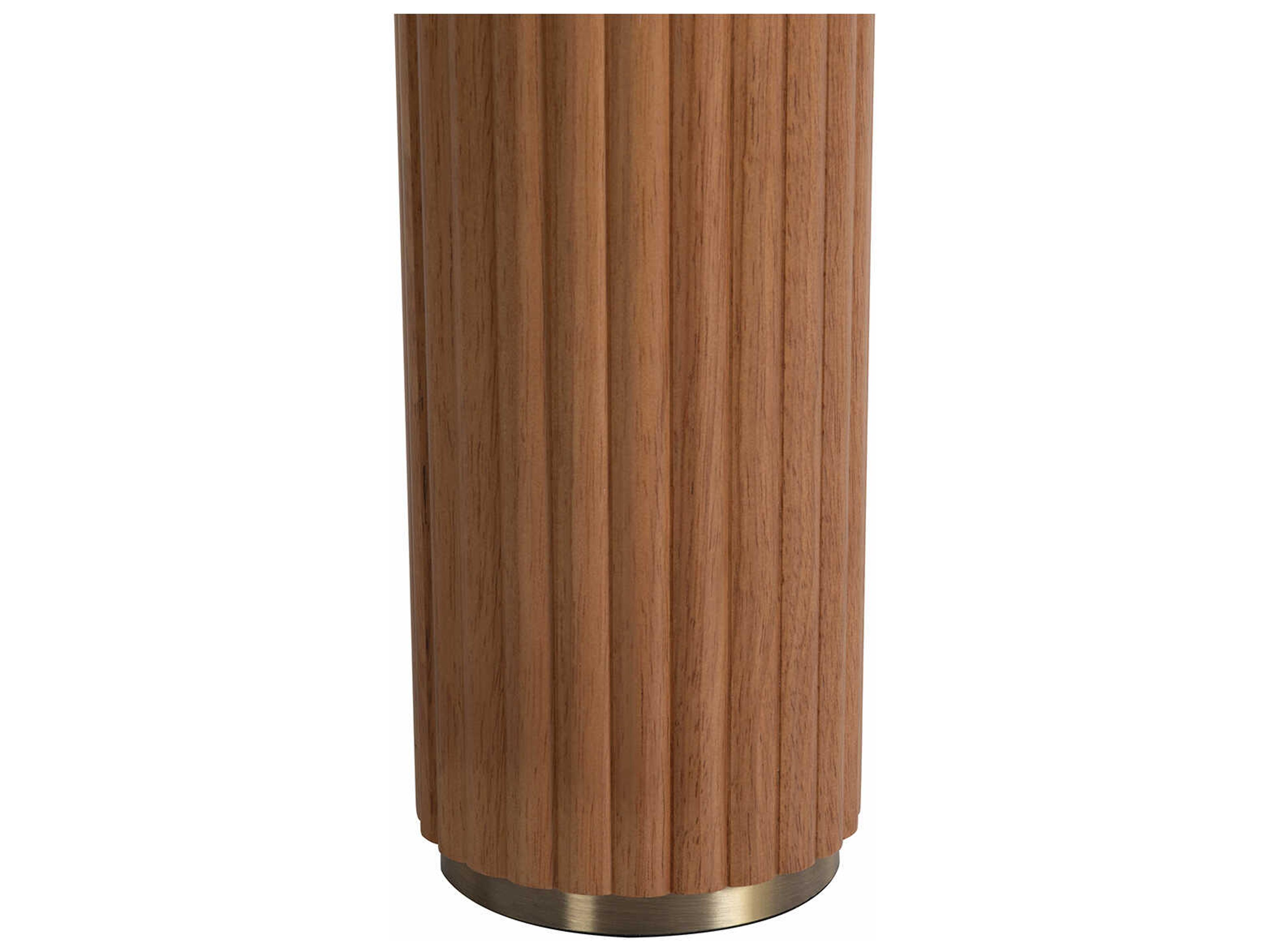 Nova Tambo Light Ash Weathered Brass White Linen Brown Buffet Lamp