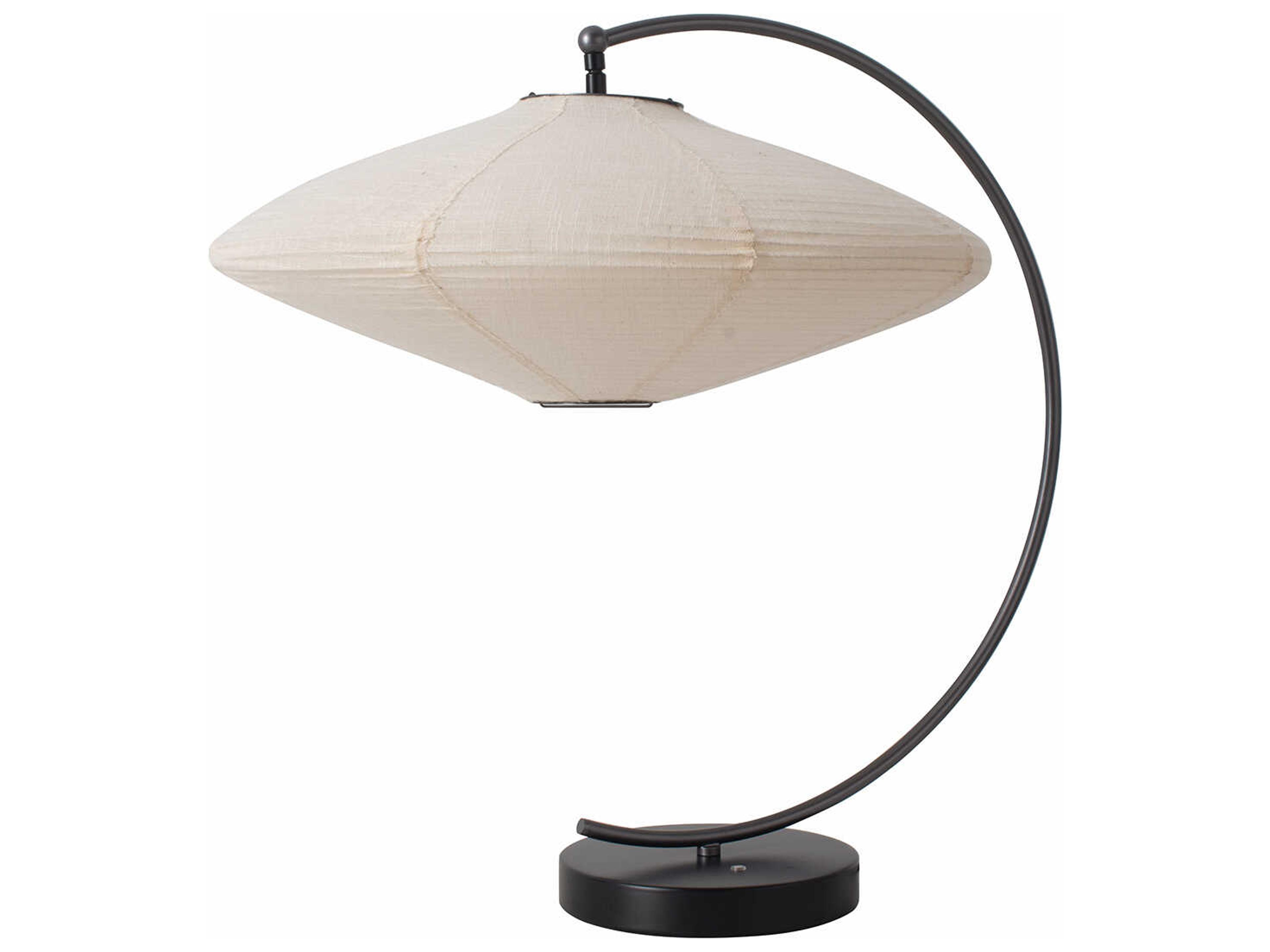 Nova Roswell Matte Black White Linen Buffet Lamp